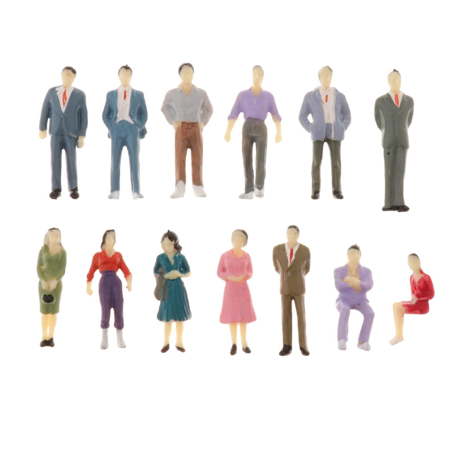 3x13pcs Model Trains 1:50 Painted Figures O SCALE People Standing Seated