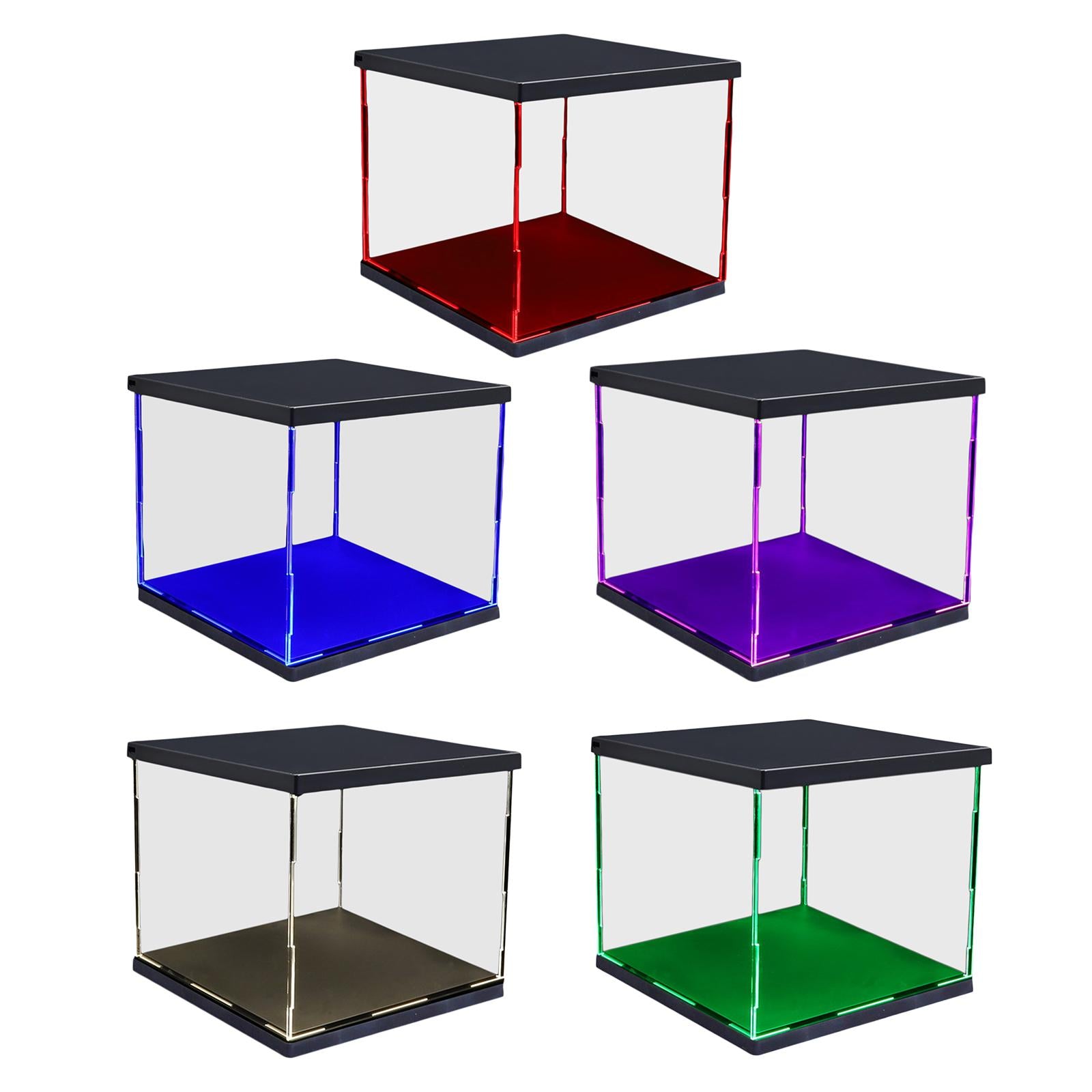 Clear Plastic Display Showcase with LED Light Box for Model Dustproof Green