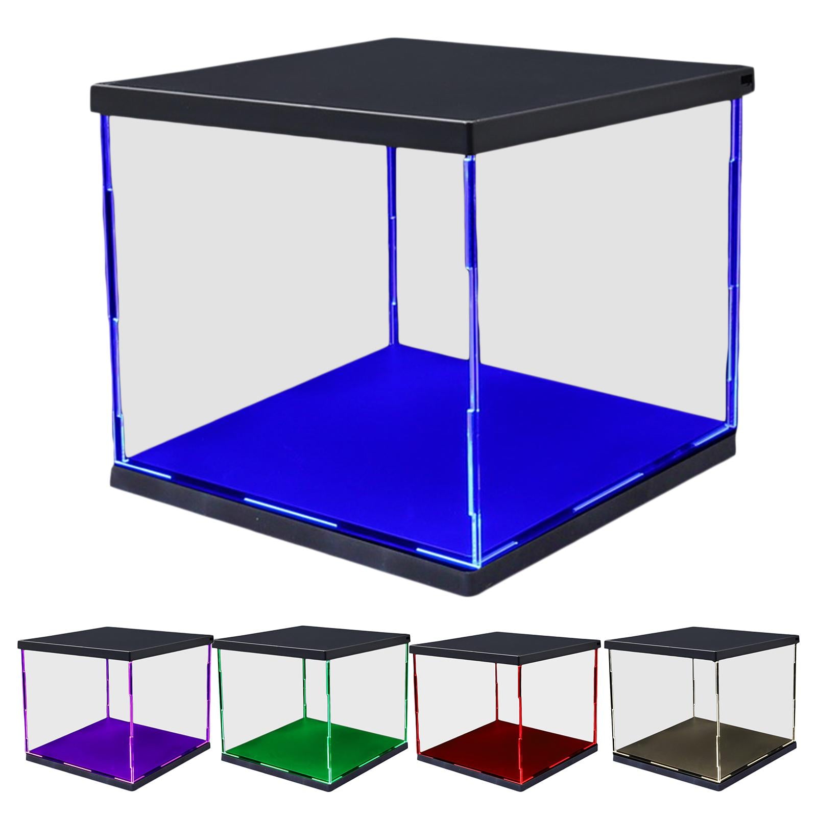 Clear Plastic Display Showcase with LED Light Box for Model Dustproof Green