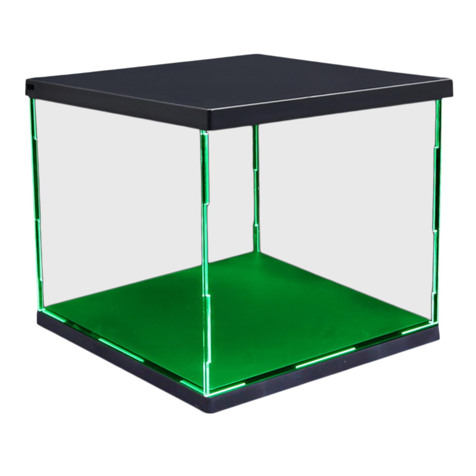 Clear Plastic Display Showcase with LED Light Box for Model Dustproof Green