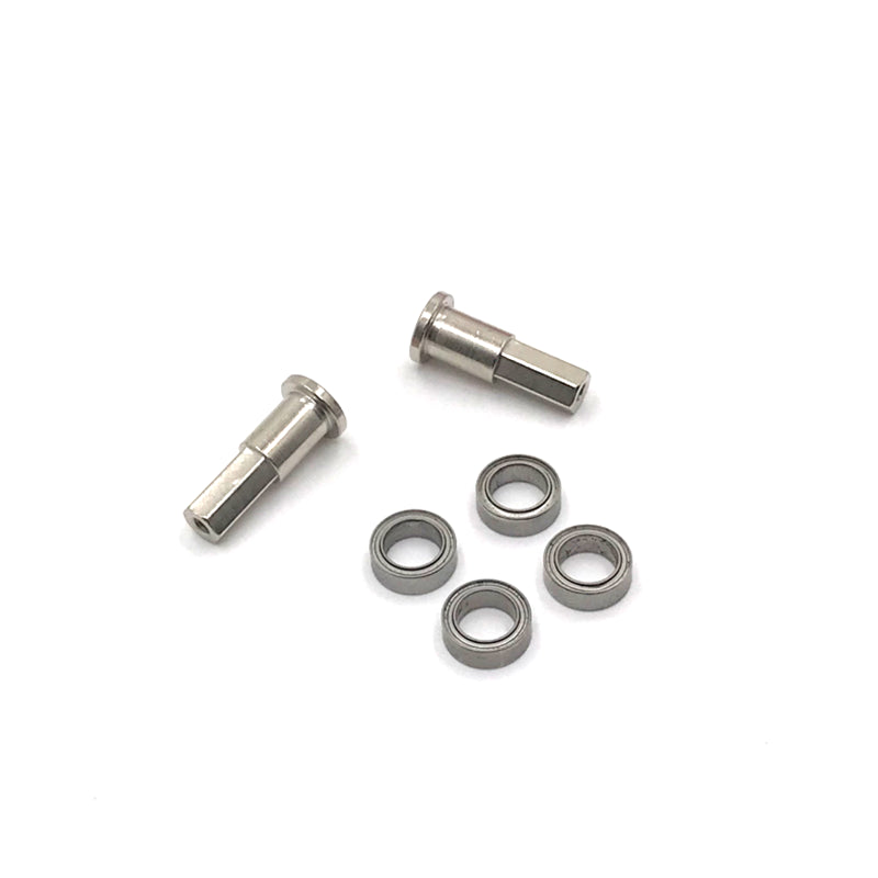 3xRC Front Wheel Axle with Bearing for WPL D12 Model Car Replacement Silver
