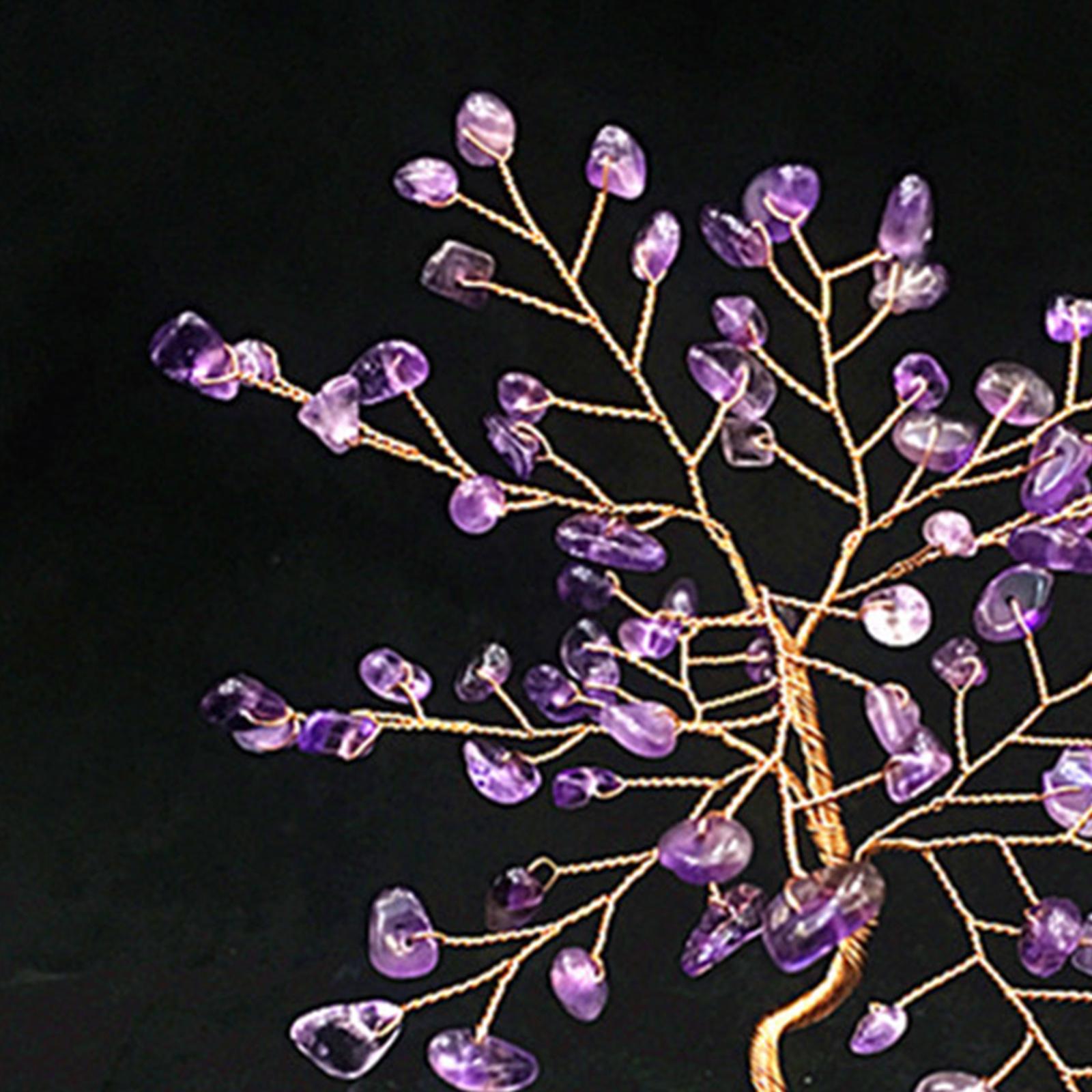 Crystal Money Tree Natural Gemstone Feng Shui Lucky Wealth Tree Purple