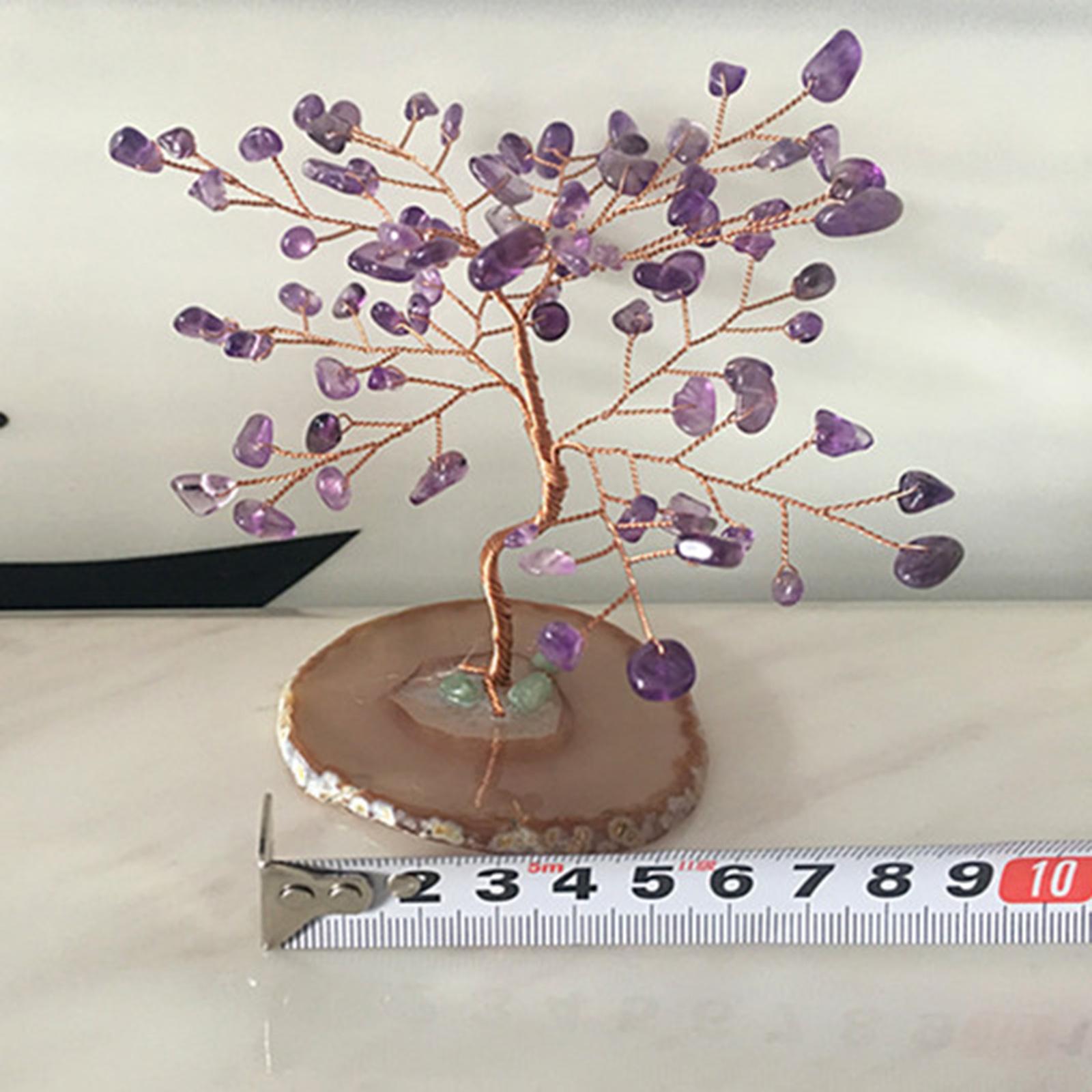 Crystal Money Tree Natural Gemstone Feng Shui Lucky Wealth Tree Purple