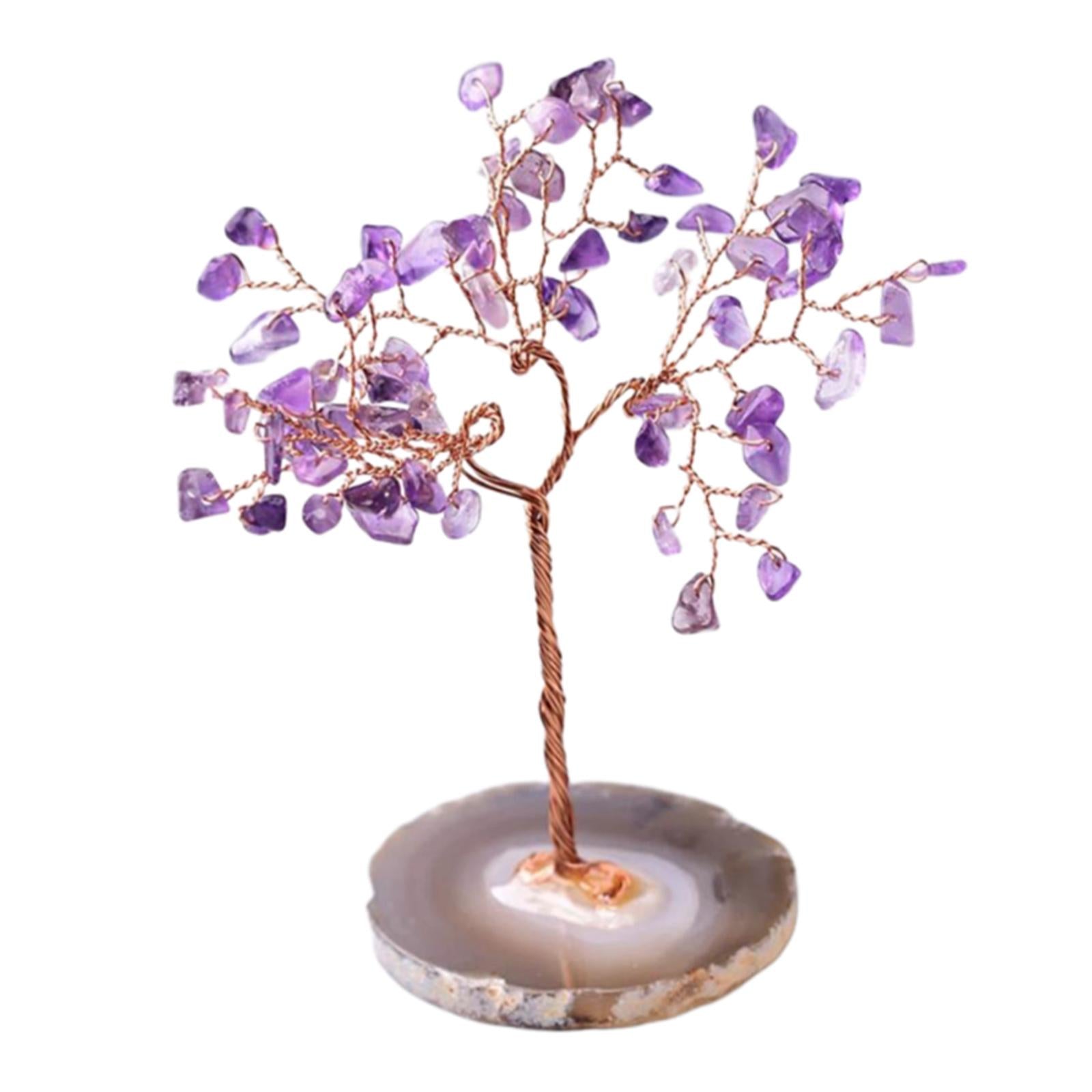 Crystal Money Tree Natural Gemstone Feng Shui Lucky Wealth Tree Purple