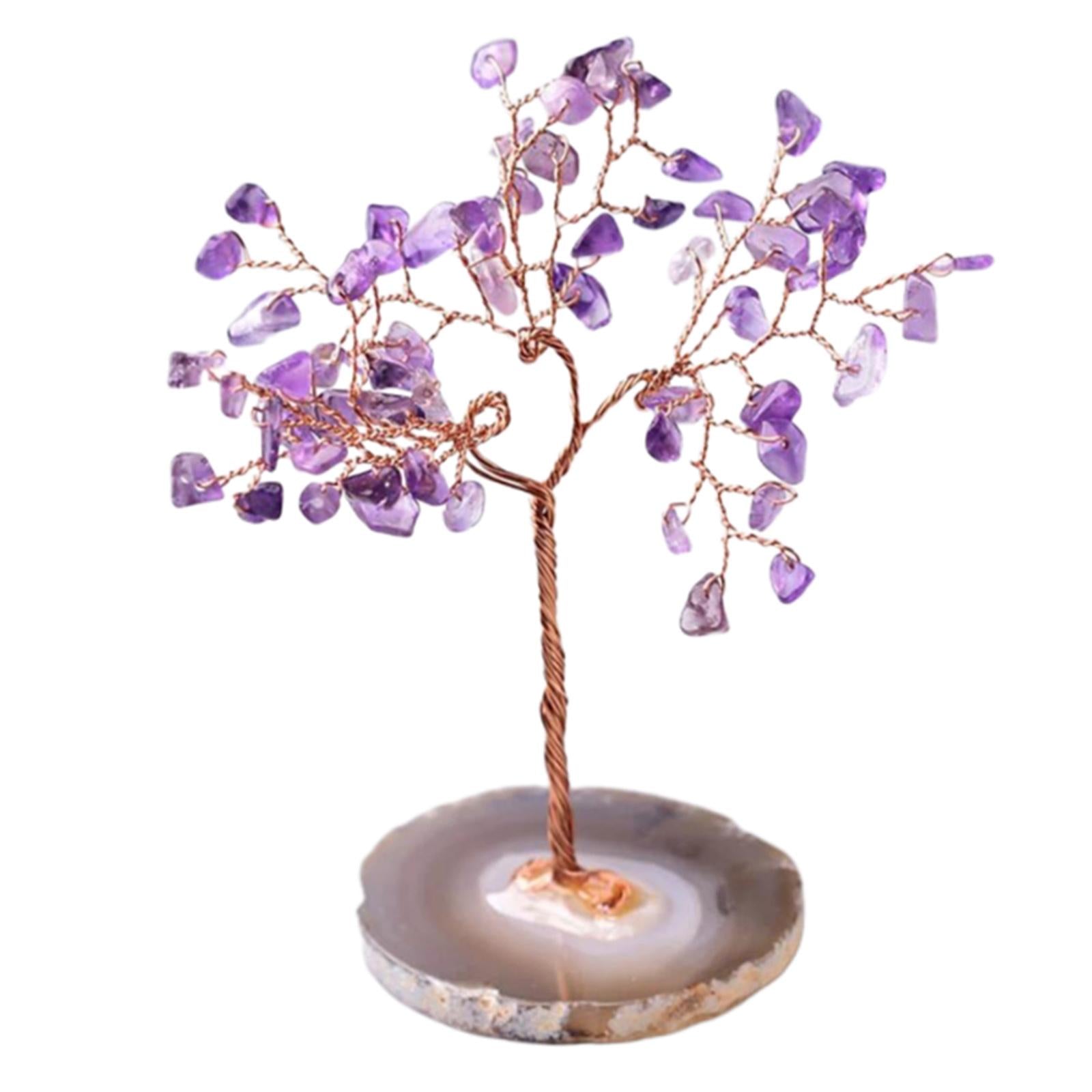 Crystal Money Tree Natural Gemstone Feng Shui Lucky Wealth Tree Purple