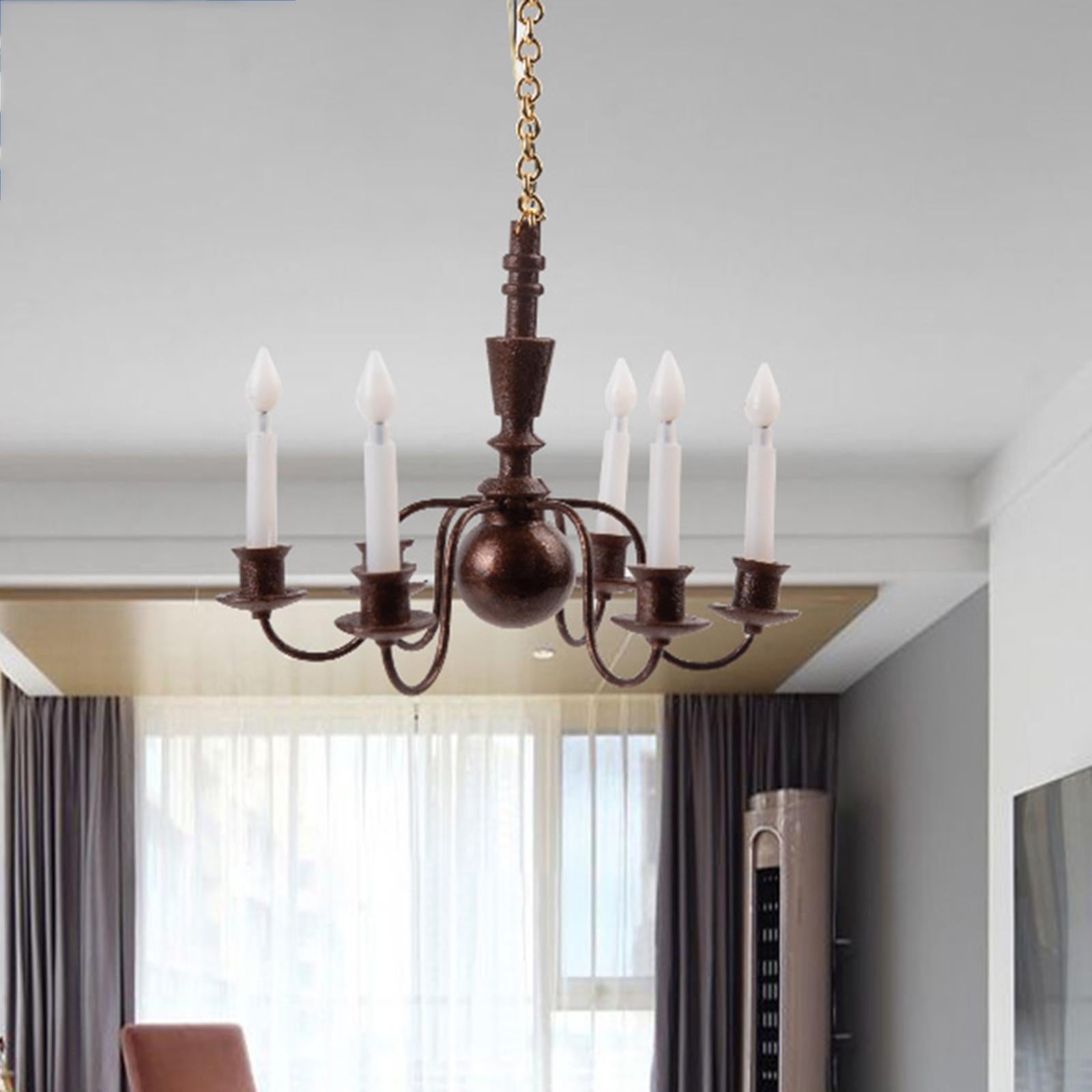 Ceiling Light Fixture Hanging Chandelier Model 1/87 HO Scale Gold 14.5cm