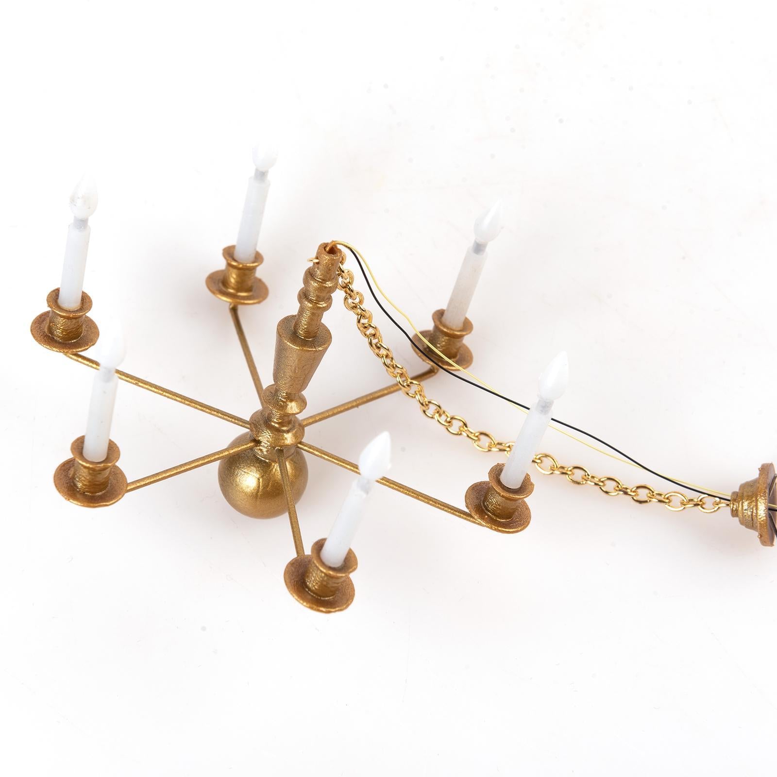 Ceiling Light Fixture Hanging Chandelier Model 1/87 HO Scale Gold 14.5cm