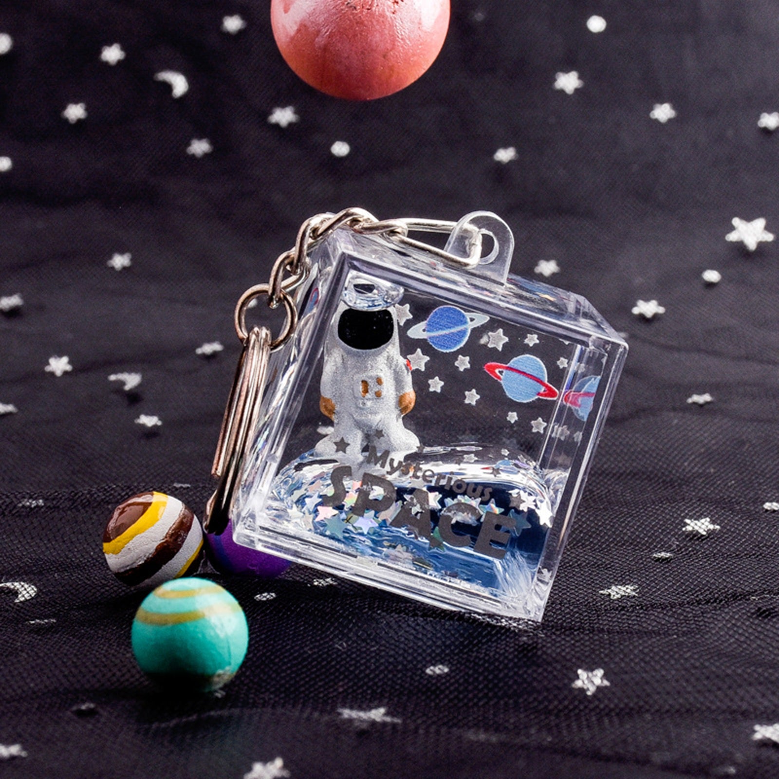 Acrylic Mysterious Space Keyring Quicksand Backpacks Ornaments Adornment White