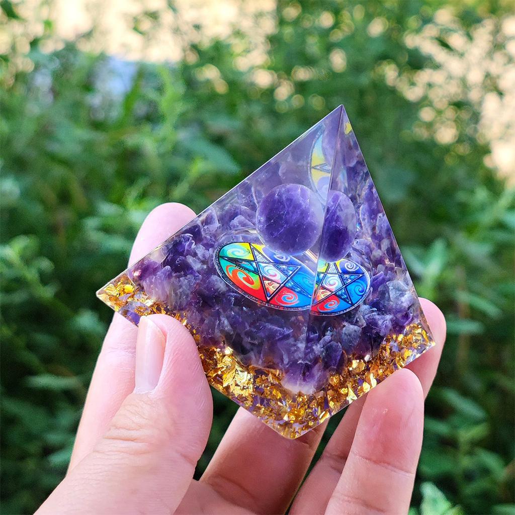 Collectible Orgone Pyramid Energy Generator Gemstone Ornaments Home Decor