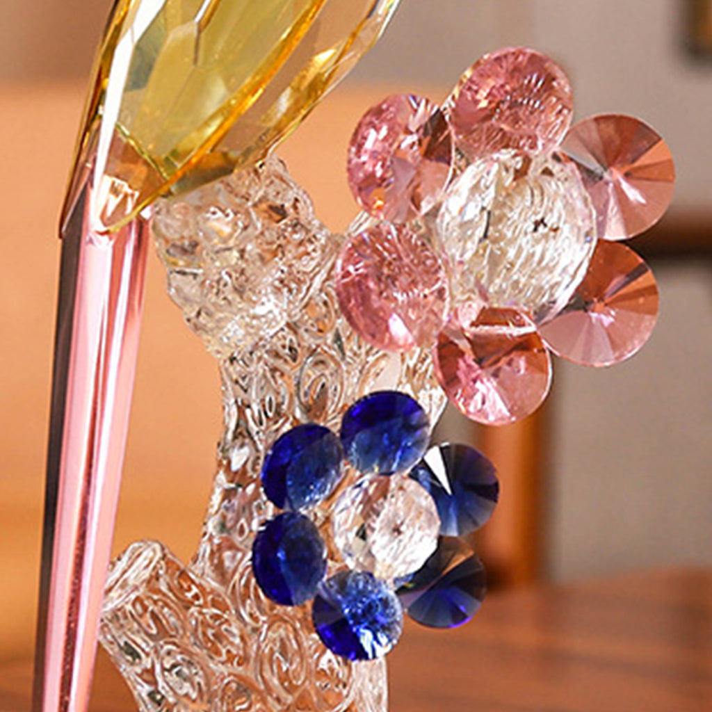 Crystal Parrot Ornament Bird On Branch Crafts TV Cabinet Home Decoration A Single Bird