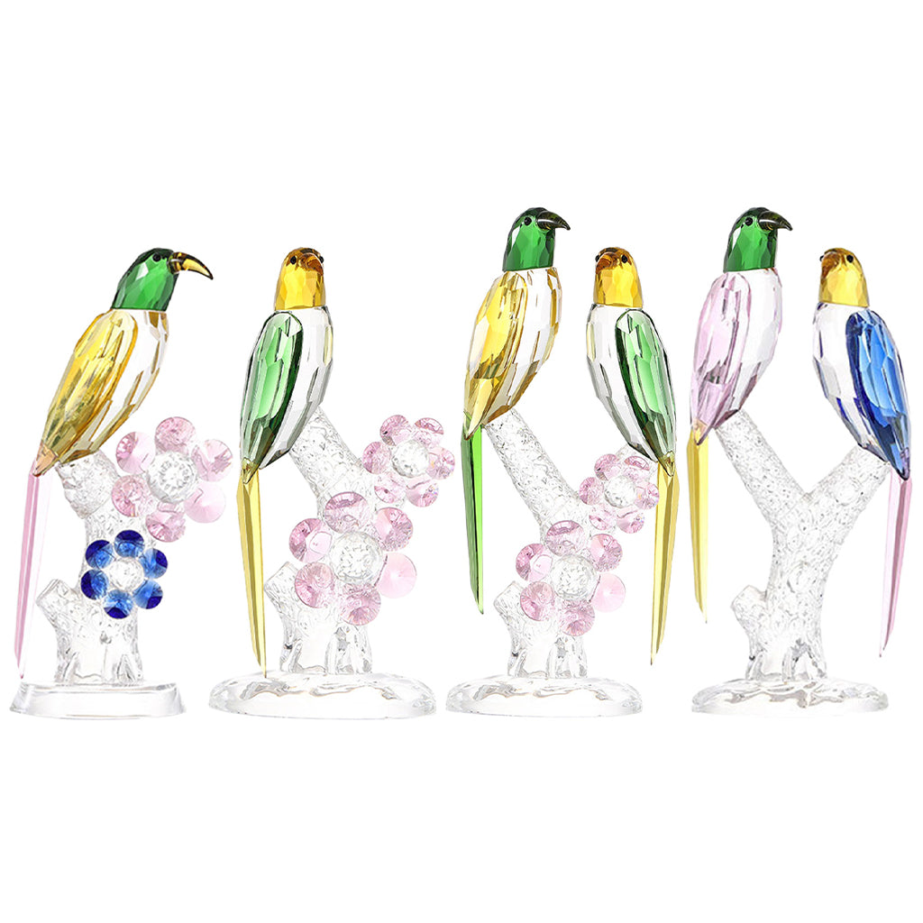 Crystal Parrot Ornament Bird On Branch Crafts TV Cabinet Home Decoration A Single Bird