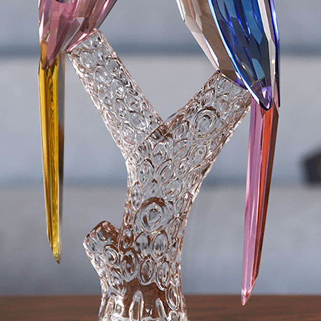 Crystal Parrot Ornament Bird On Branch Crafts TV Cabinet Home Decoration B Double Bird