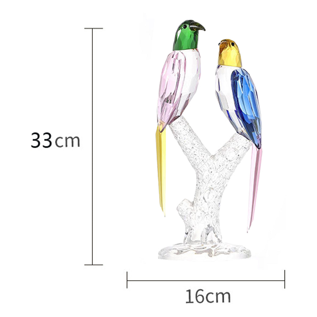 Crystal Parrot Ornament Bird On Branch Crafts TV Cabinet Home Decoration B Double Bird