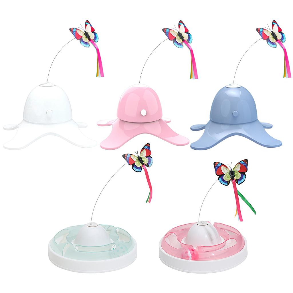 Automatic Electric Cat Toy Rotating Butterfly Kitten Toys Teaser Cat Stick White