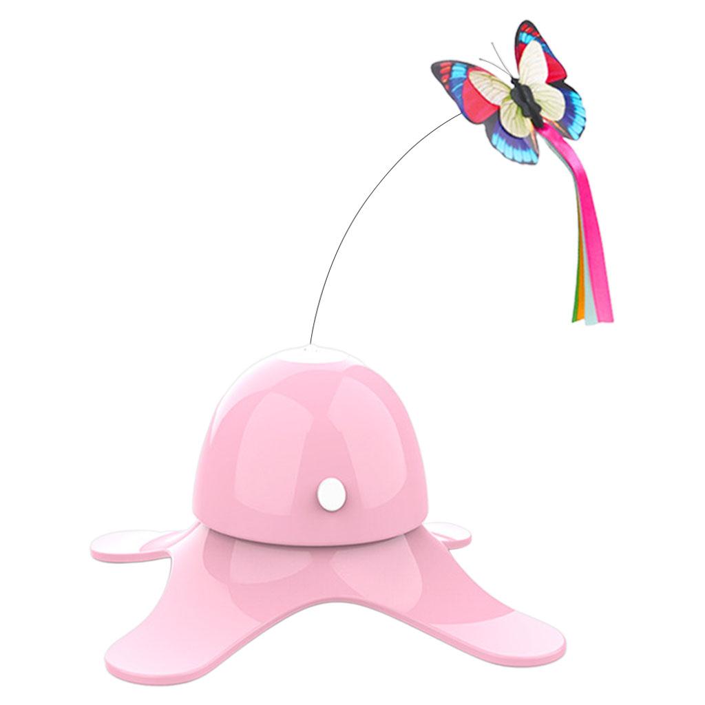 Automatic Electric Cat Toy Rotating Butterfly Kitten Toys Teaser Cat Stick Pink