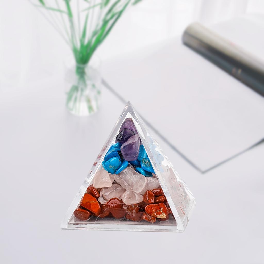 2xDecorative Crystal Stone Pyramid Mixed Yoga Studio Quartz Desktop Decoration 4cm