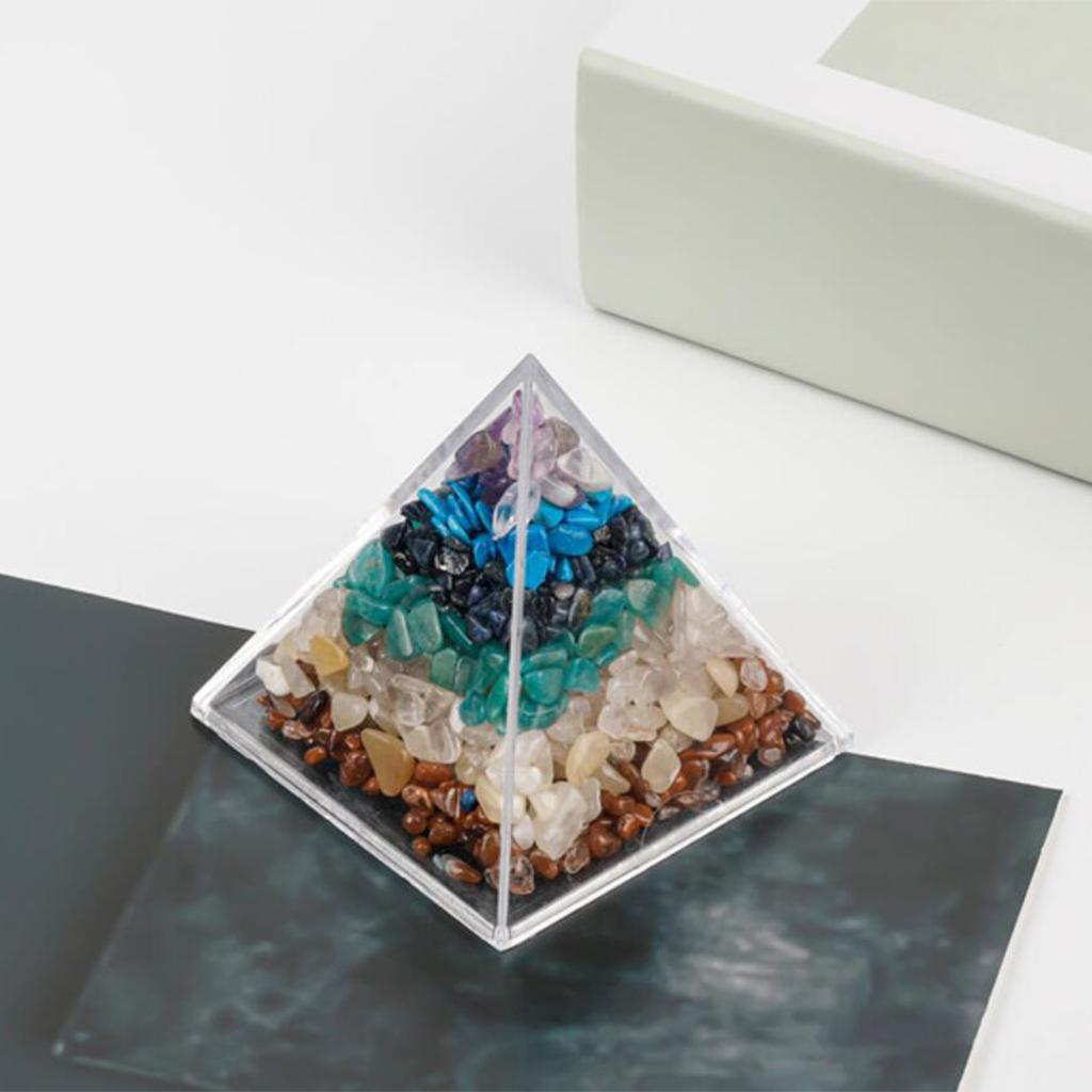 3xDecorative Crystal Stone Pyramid Mixed Yoga Studio Quartz Desktop Decoration 4cm