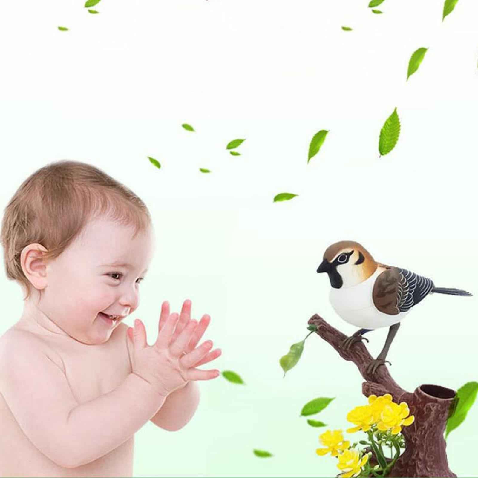 Simulation Birds Can Move Pen Holders Pets Chirp for Home Decoration Decor black