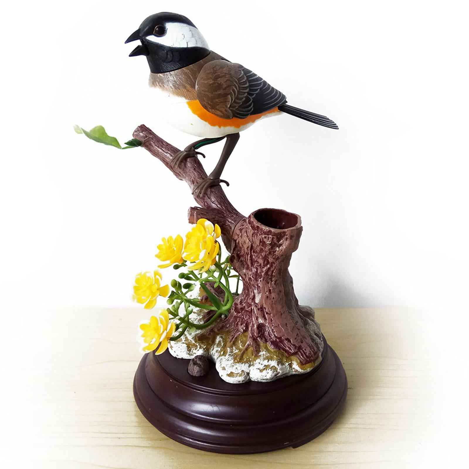 Simulation Birds Can Move Pen Holders Pets Chirp for Home Decoration Decor black