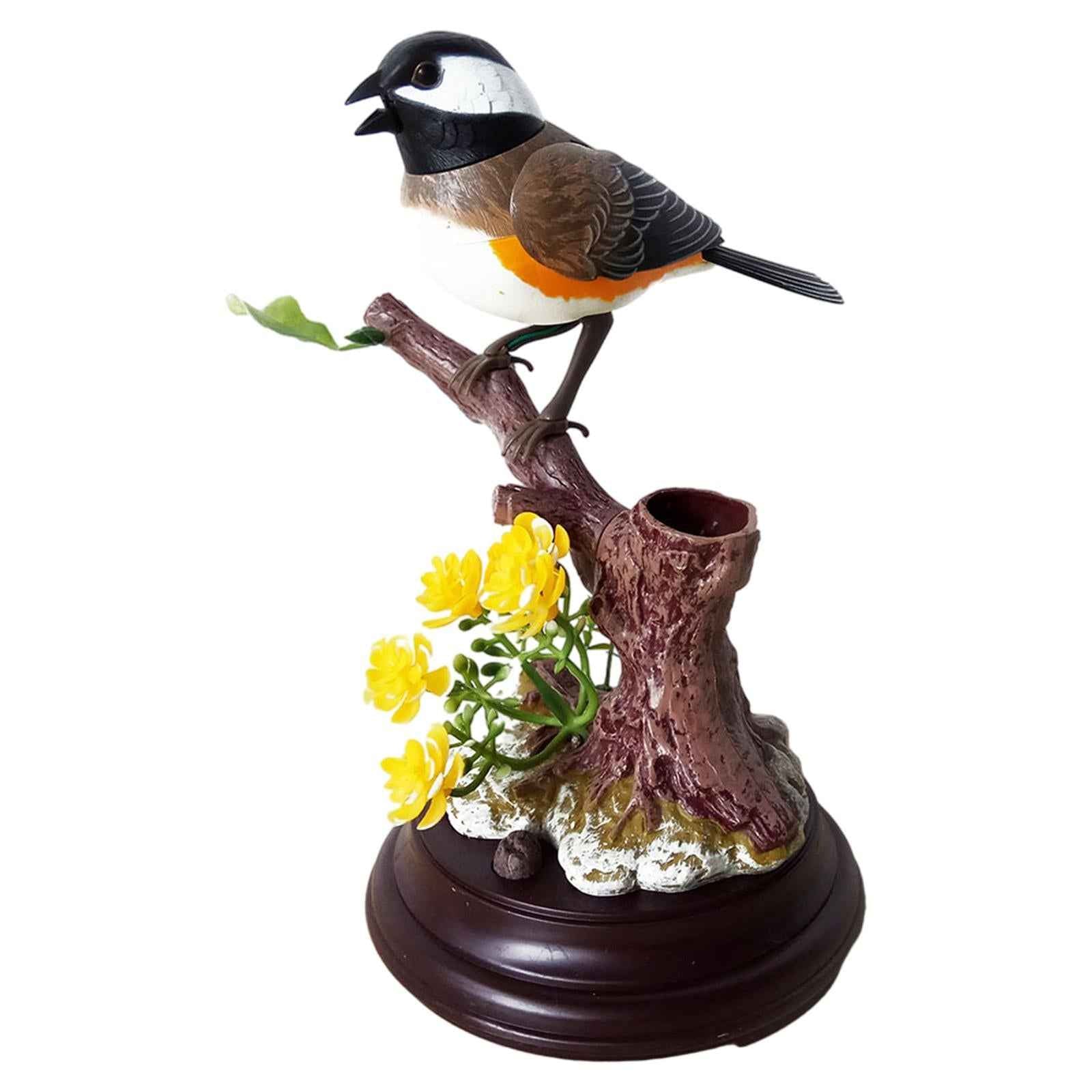 Simulation Birds Can Move Pen Holders Pets Chirp for Home Decoration Decor black