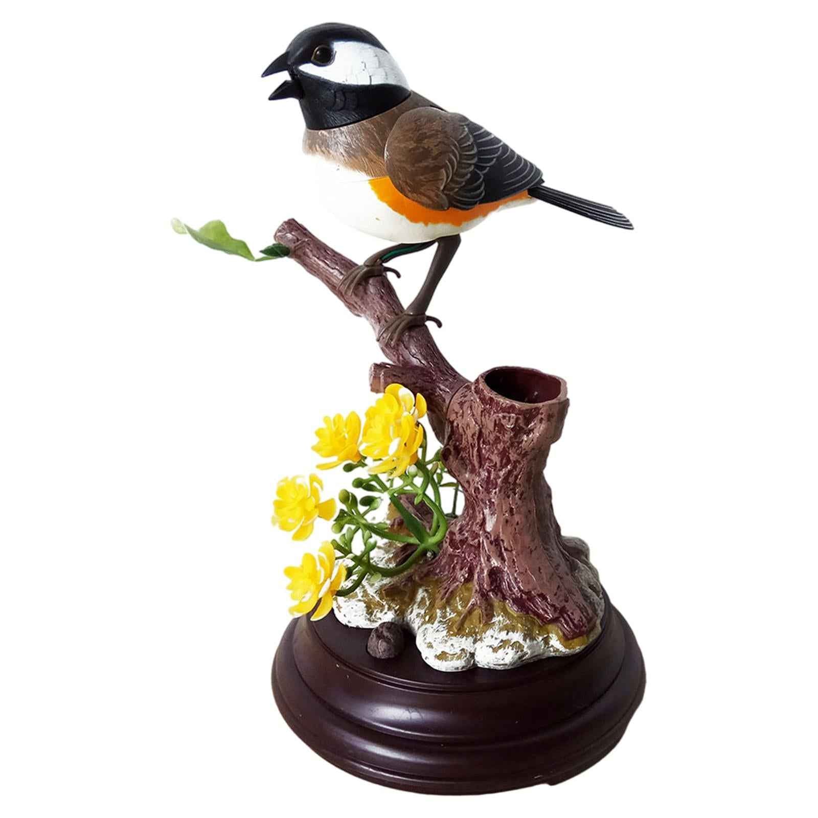 Simulation Birds Can Move Pen Holders Pets Chirp for Home Decoration Decor black