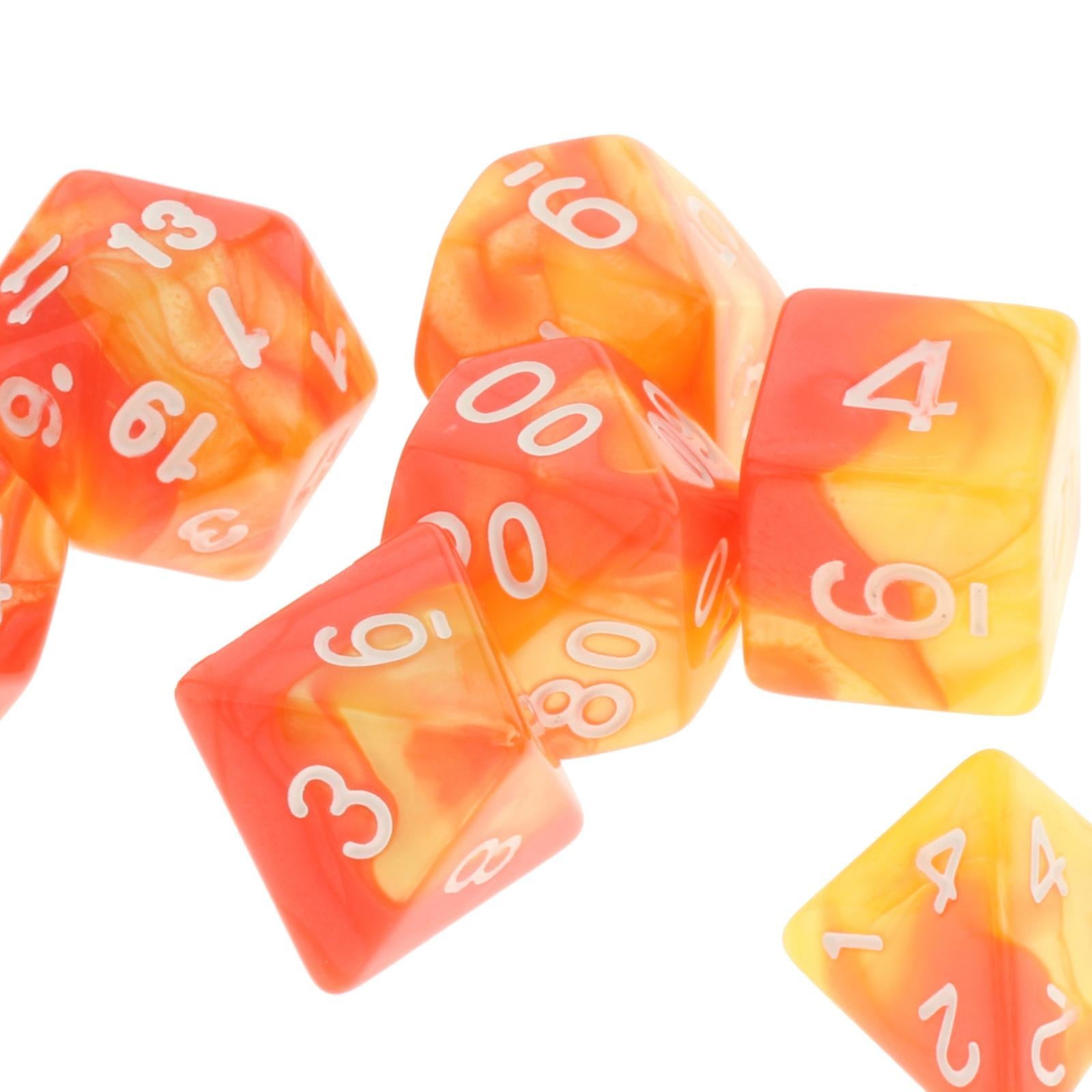 4x7Pcs Multi-sided Digital Dice D4 D6 D8 D10 D12 D20 for Table Game Toys Props Red Yellow