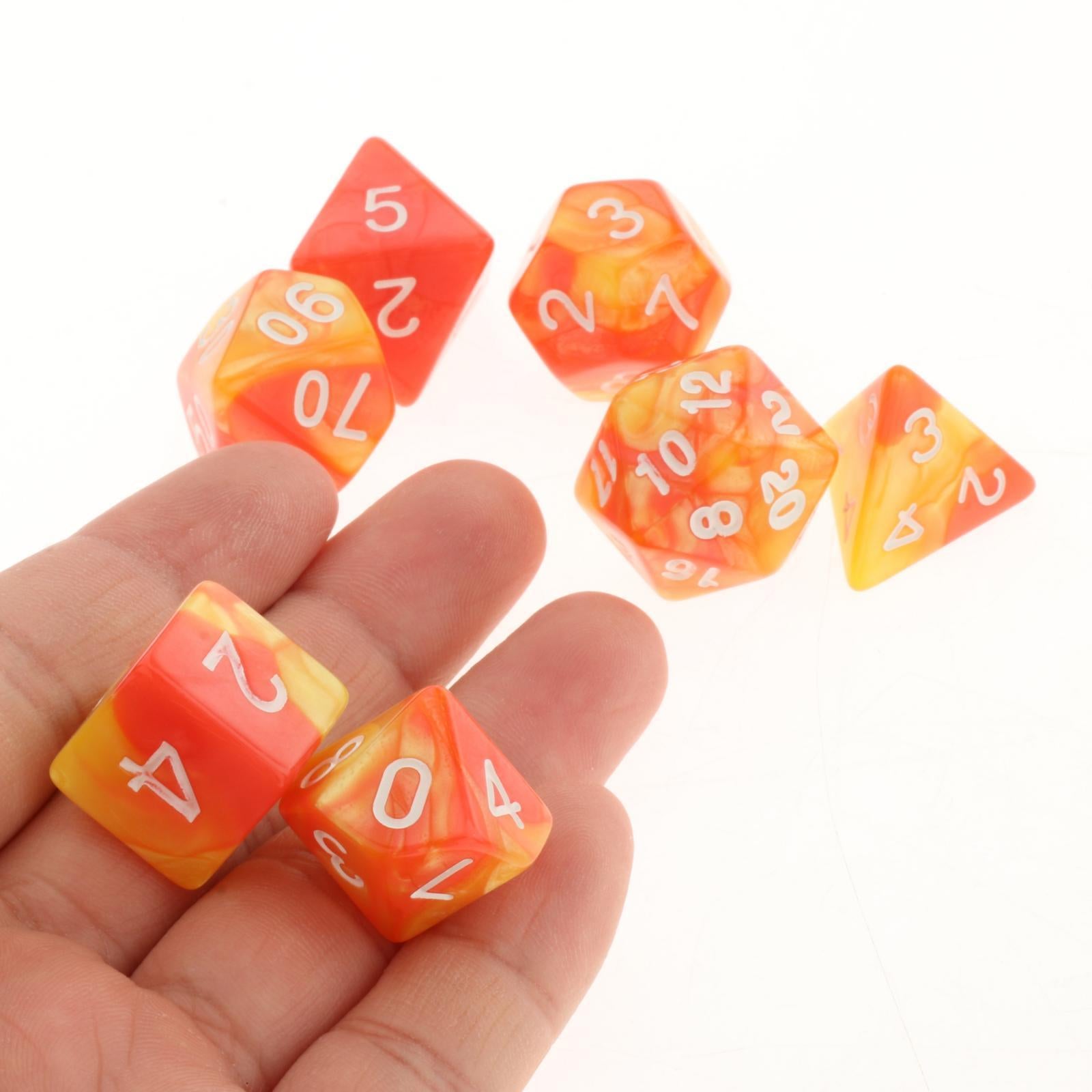 2x7Pcs Multi-sided Digital Dice D4 D6 D8 D10 D12 D20 for Table Game Toys Props Red Yellow