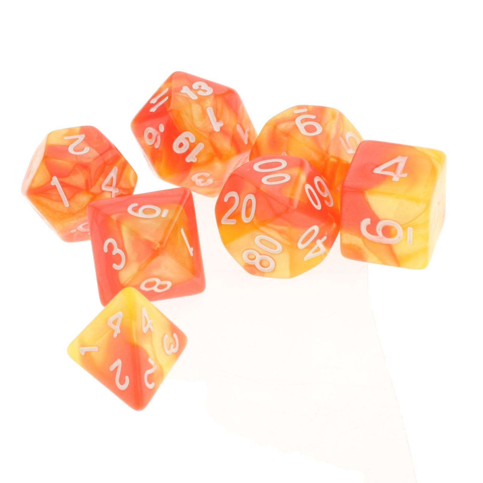 4x7Pcs Multi-sided Digital Dice D4 D6 D8 D10 D12 D20 for Table Game Toys Props Red Yellow