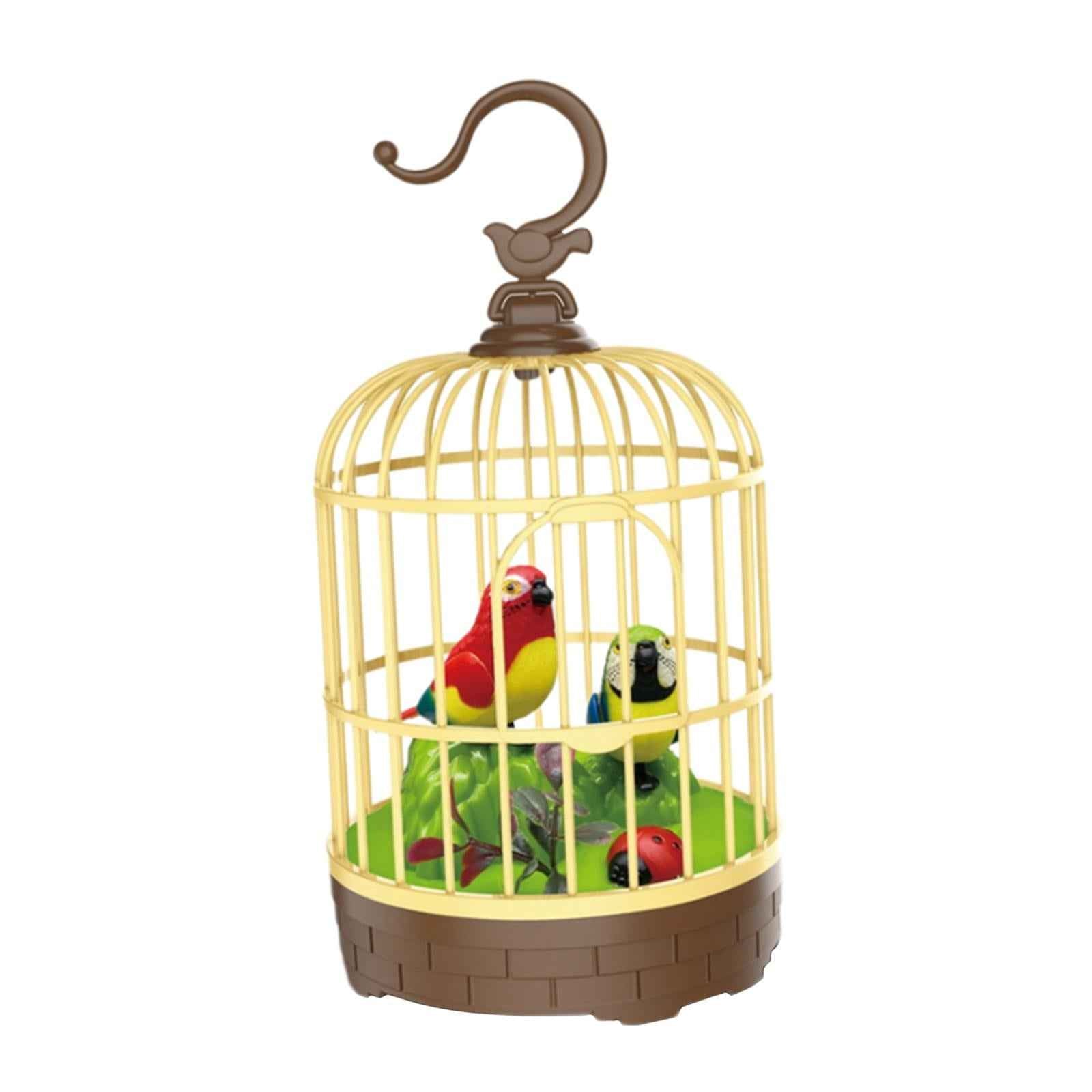 Singing Chirping Bird in Cage Realistic Sound Activated Chirp Red and Blue