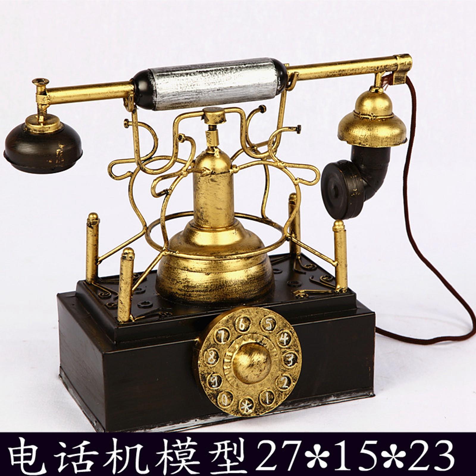 Antique Telephone Model Old Fashioned Telephone Desk Decor Silver and Gold
