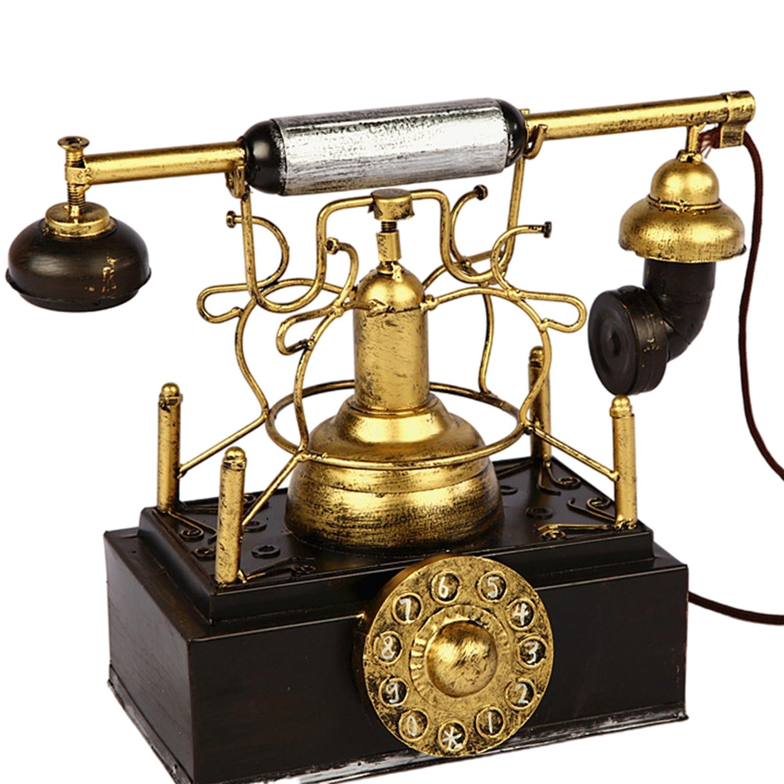 Antique Telephone Model Old Fashioned Telephone Desk Decor Silver and Gold