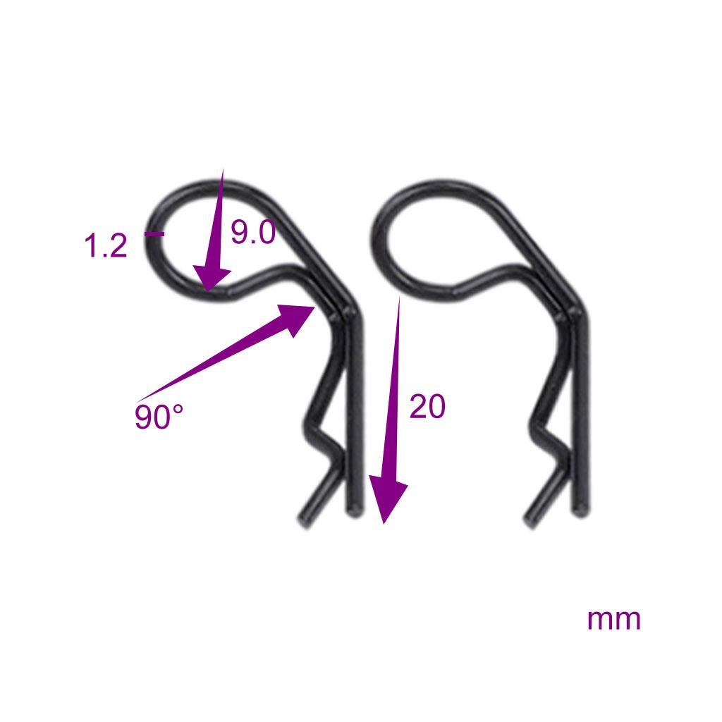 2x10pcs RC Body Clips Pins R-Pin for 1/8 1/10 1/12 RC Racing Vehicle Car Decor black