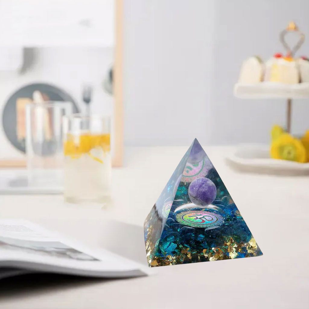 Amethyst Energy Pyramid Multicolor Resin for Office Living Room Ornaments
