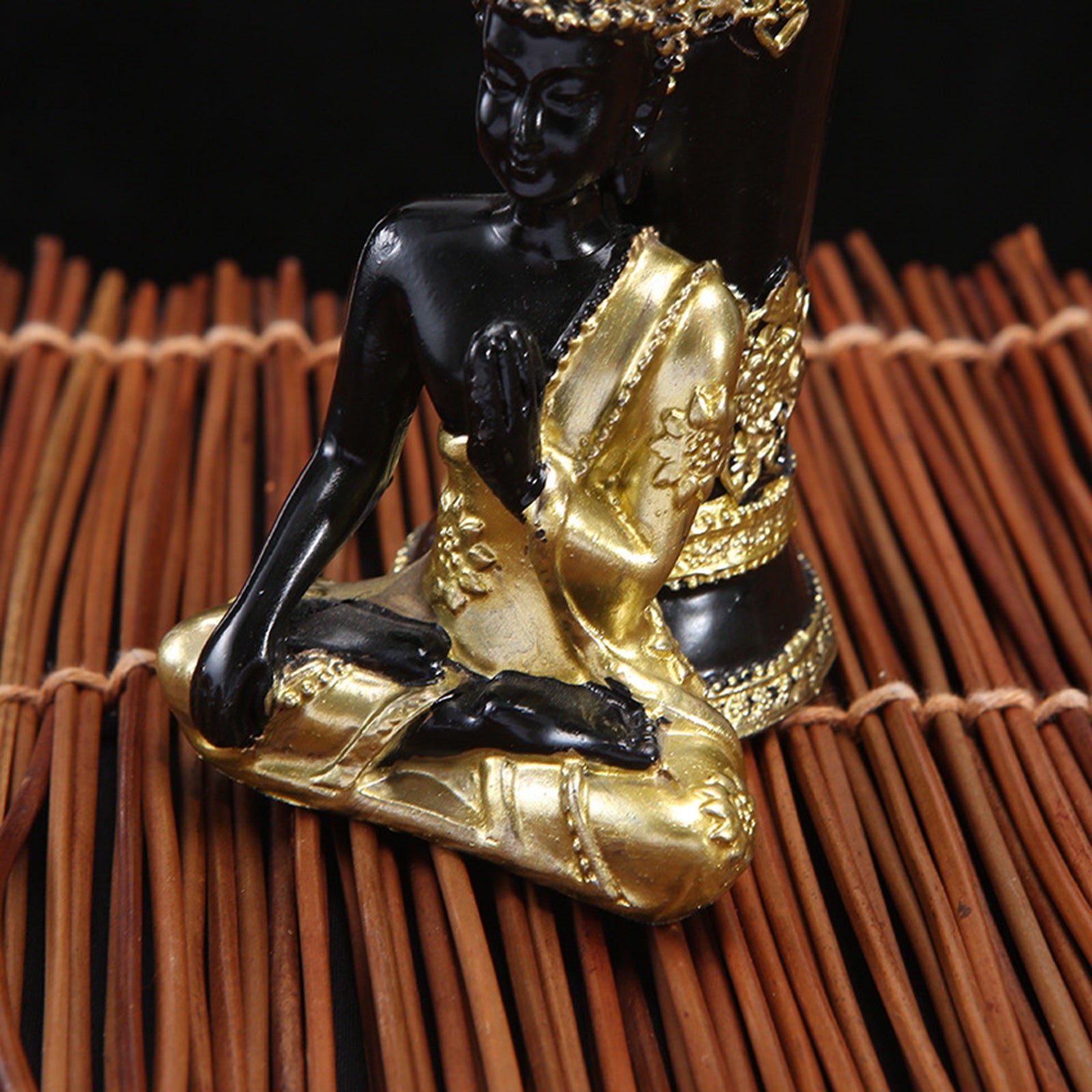 Buddha Sculpture Arts Miniature Gift Decoration Meditation Crafts for Garden Cylindrical back