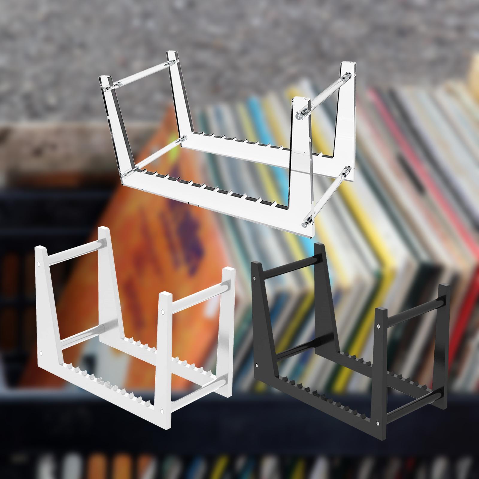 Acrylic Vinyl Record Stand Modern Oblique Organizer Album Storage White