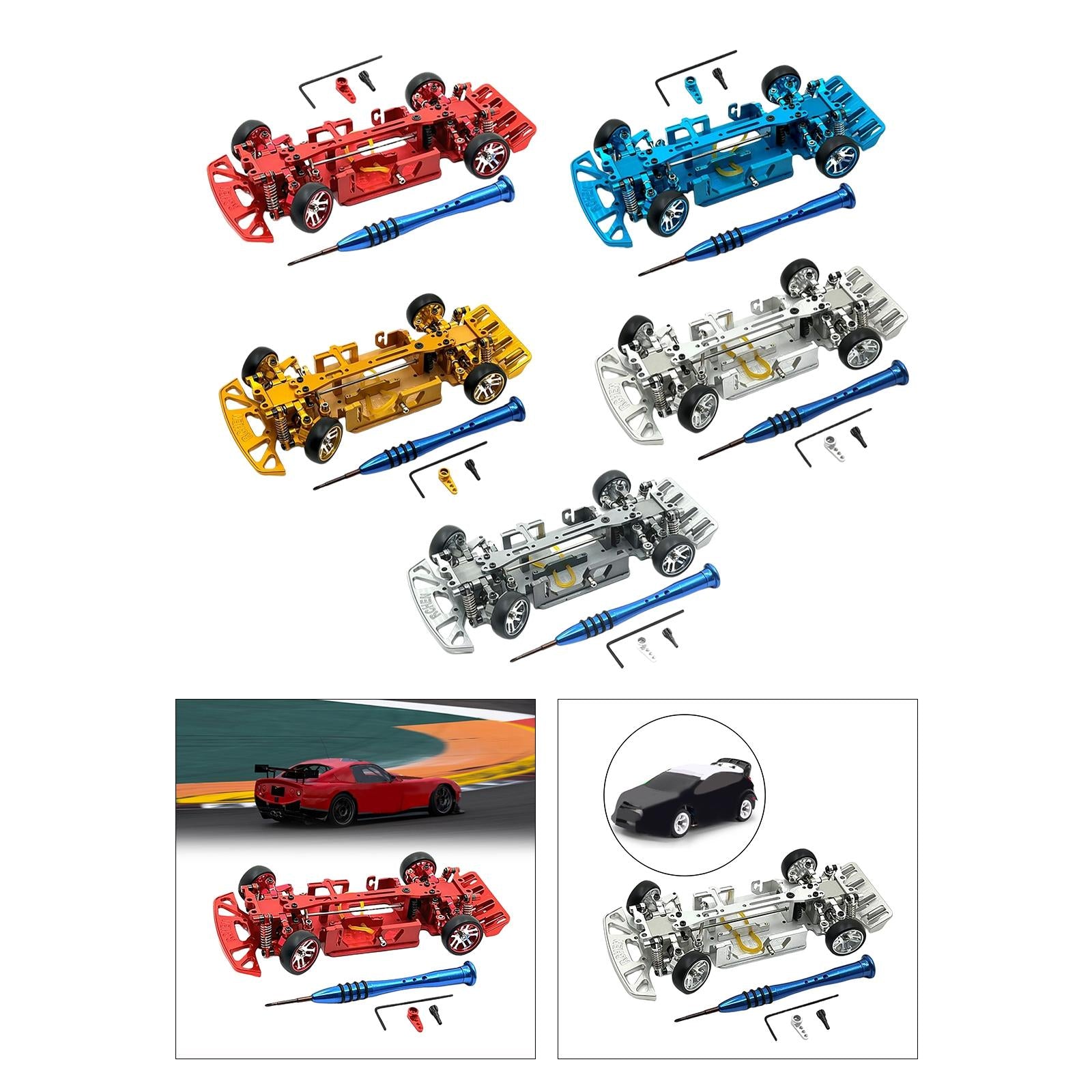 Car Frame 1/28 Scale Spare Parts Vehicles Model for Wltoys K989 RC Car Red