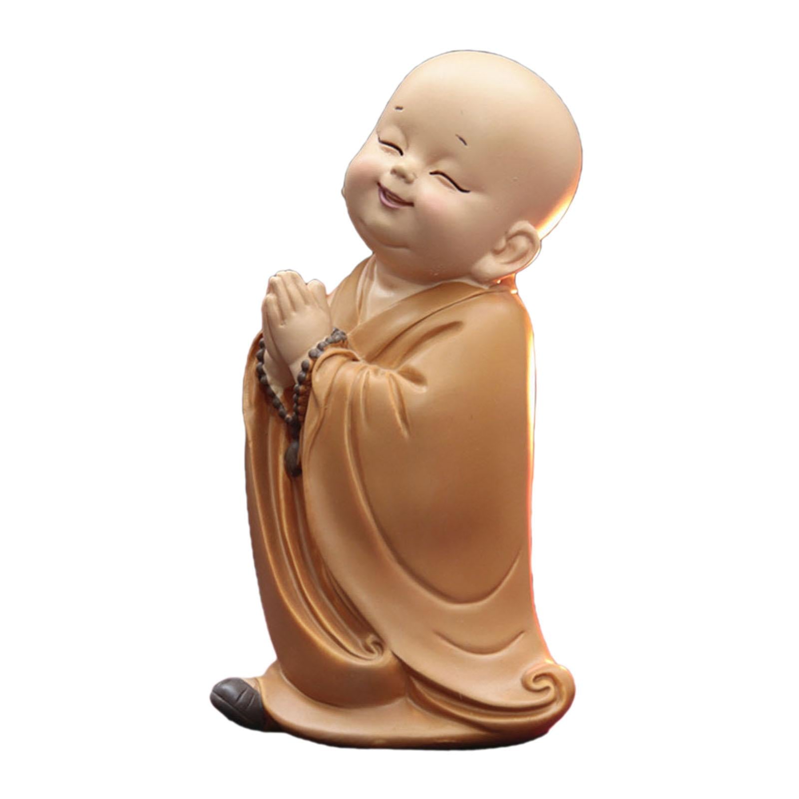 Cute Buddha Statue Monk Figurine Ornaments Little for Housewarming Gifts stand hands together