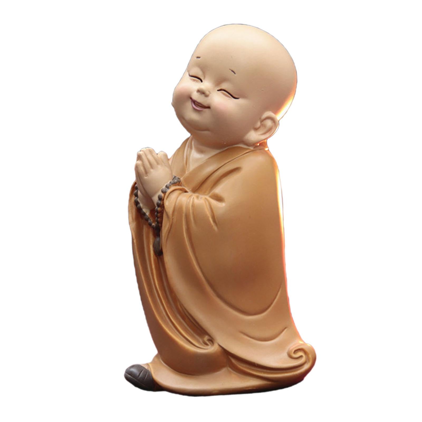 Cute Buddha Statue Monk Figurine Ornaments Little for Housewarming Gifts stand hands together