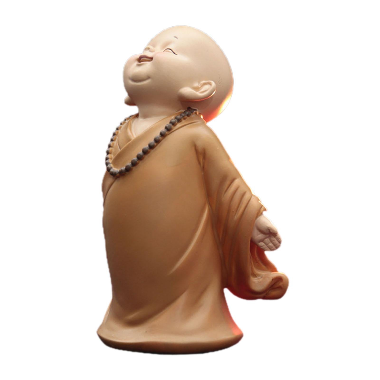 Cute Buddha Statue Monk Figurine Ornaments Little for Housewarming Gifts stand open hands