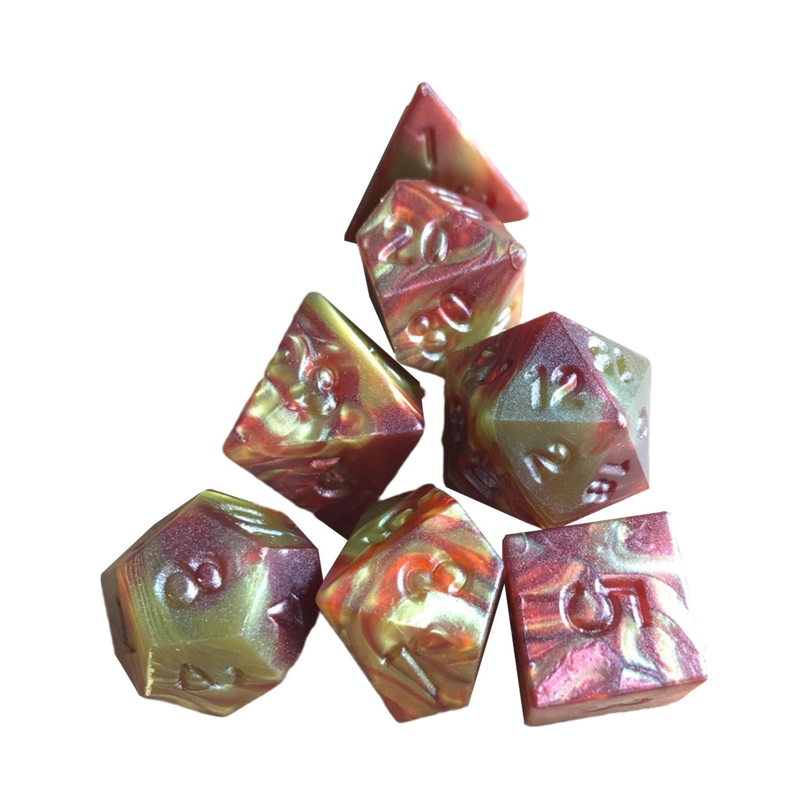 2x7-Pack Double Color Multi Sided Dice 7-Die Acrylic for DND RPG Entertainment