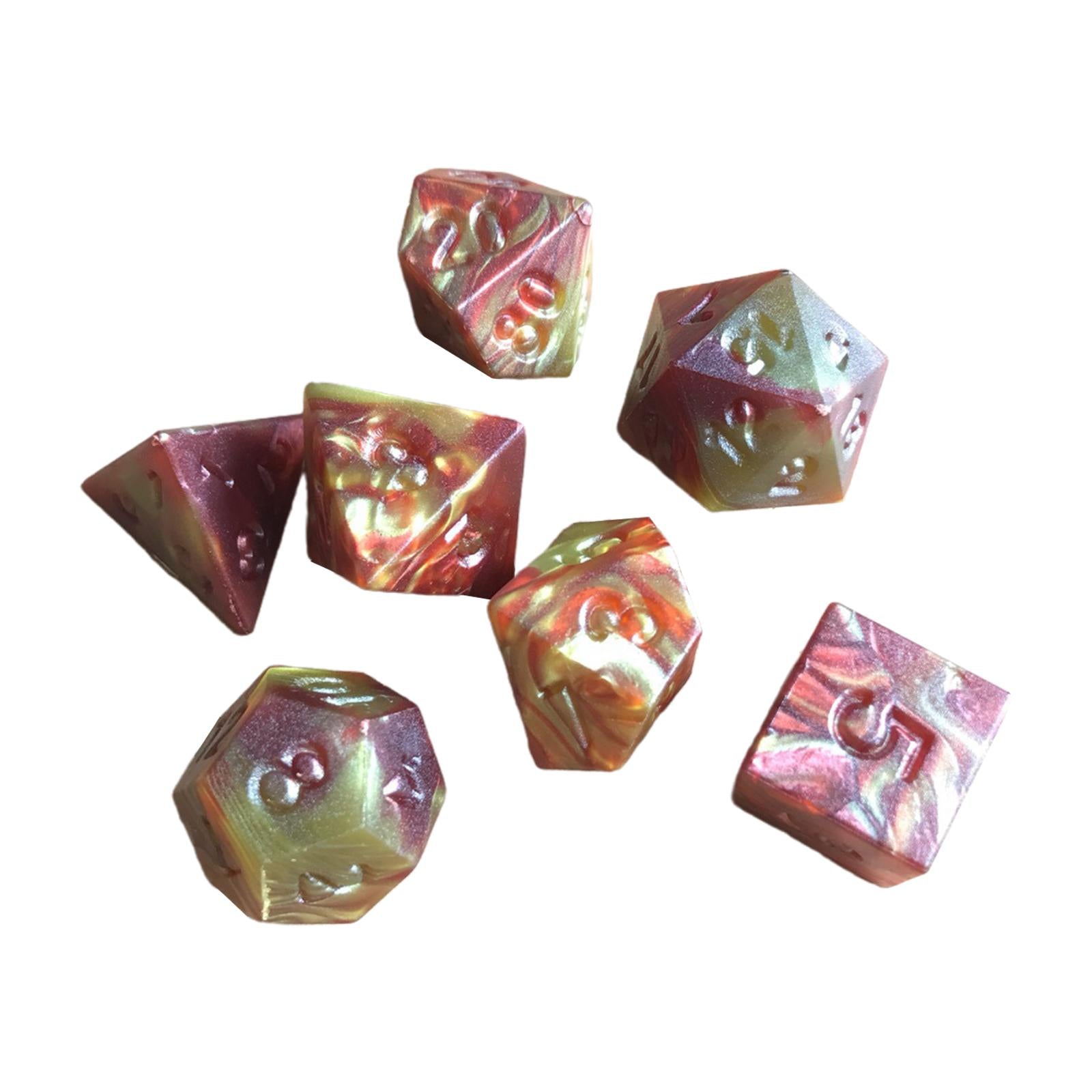 2x7-Pack Double Color Multi Sided Dice 7-Die Acrylic for DND RPG Entertainment