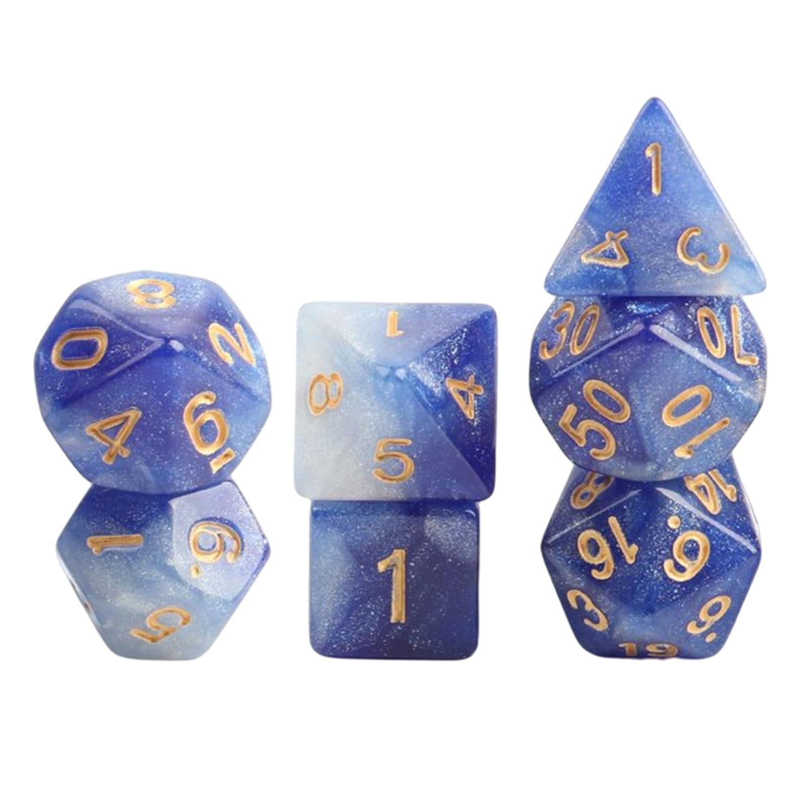 3x7x Polyhedral Dice Party Game Dice Game for DND Table Game Star Dark Blue