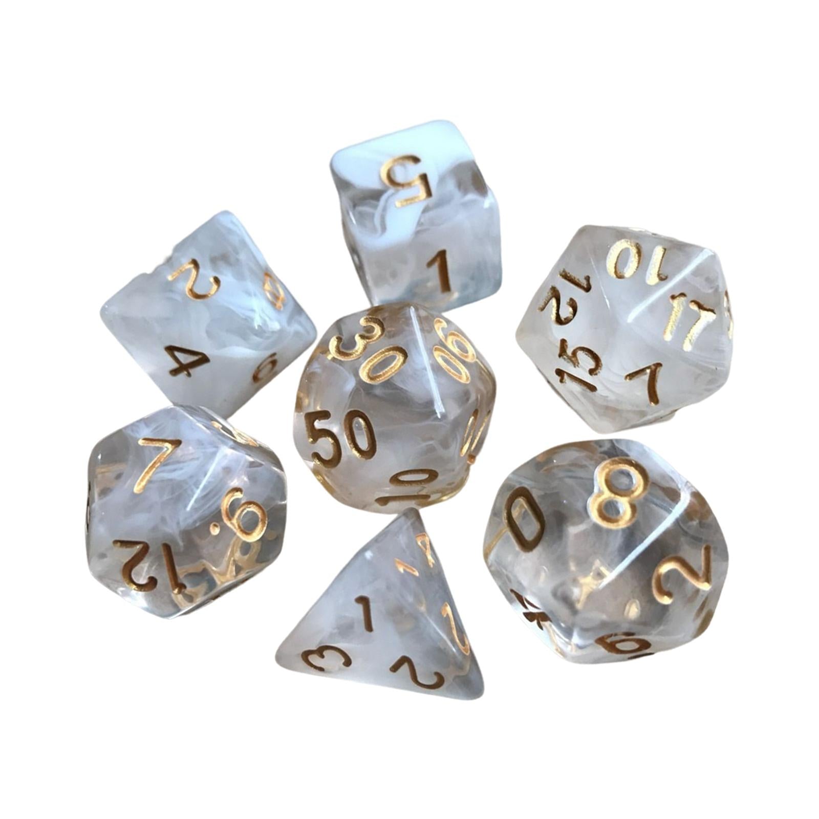 6x7Pcs Polyhedral Dice Party Role Playing Game Dice Game White