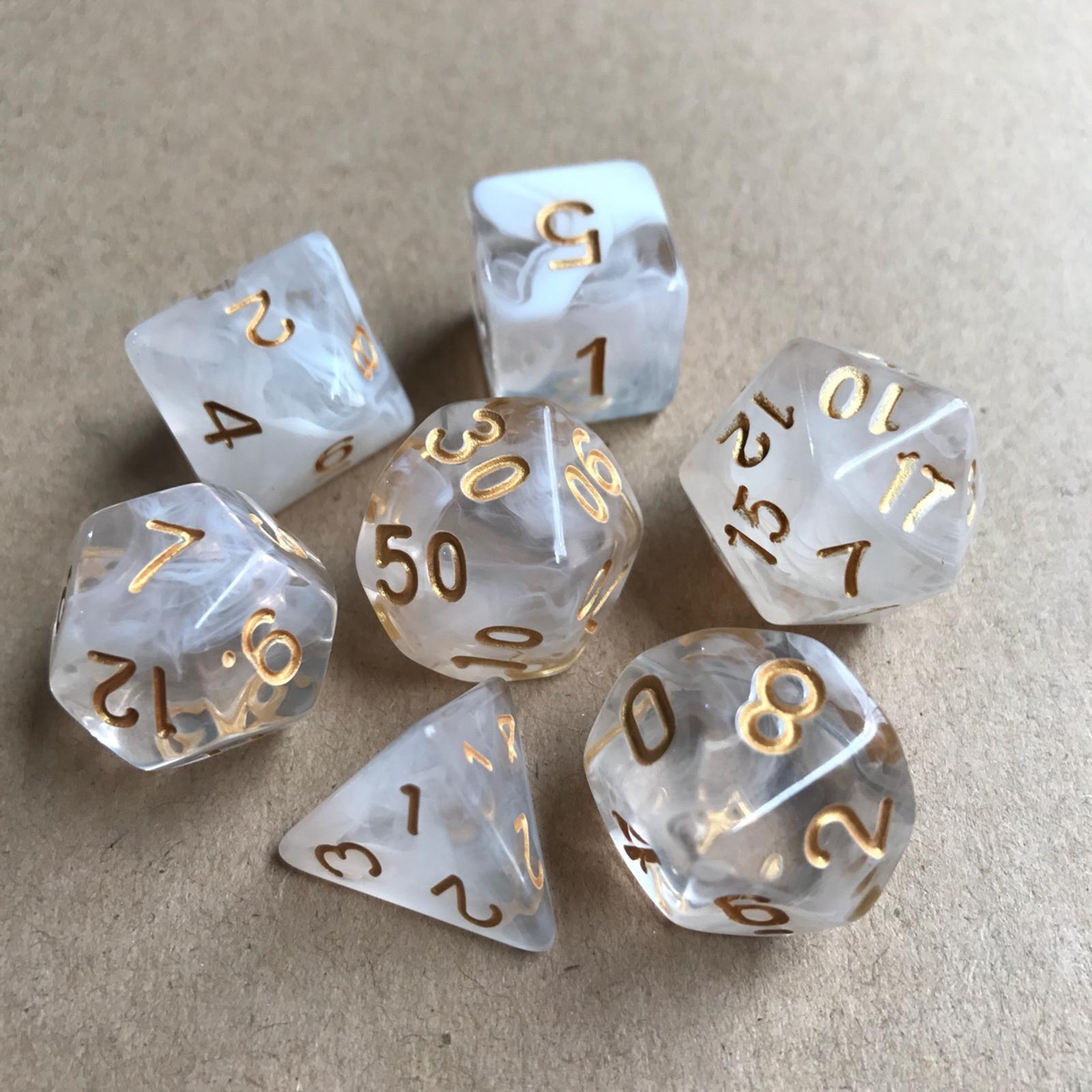 2x7Pcs Polyhedral Dice Party Role Playing Game Dice Game White