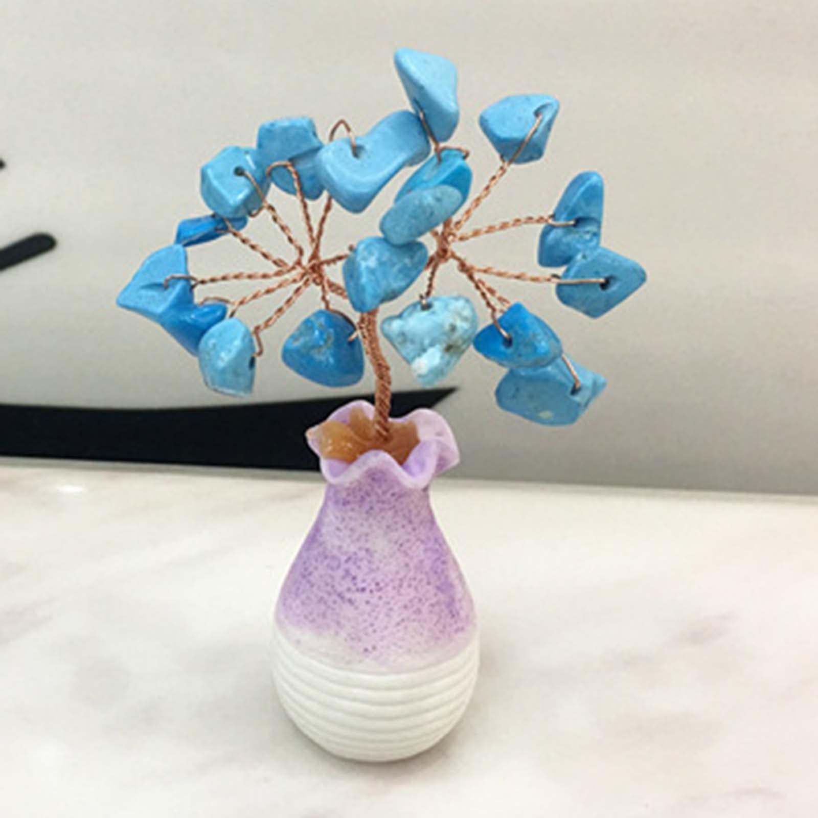 2xMini Crystal Tree Wealth Luck Tree Positive Energy for Tabletop Home Decor