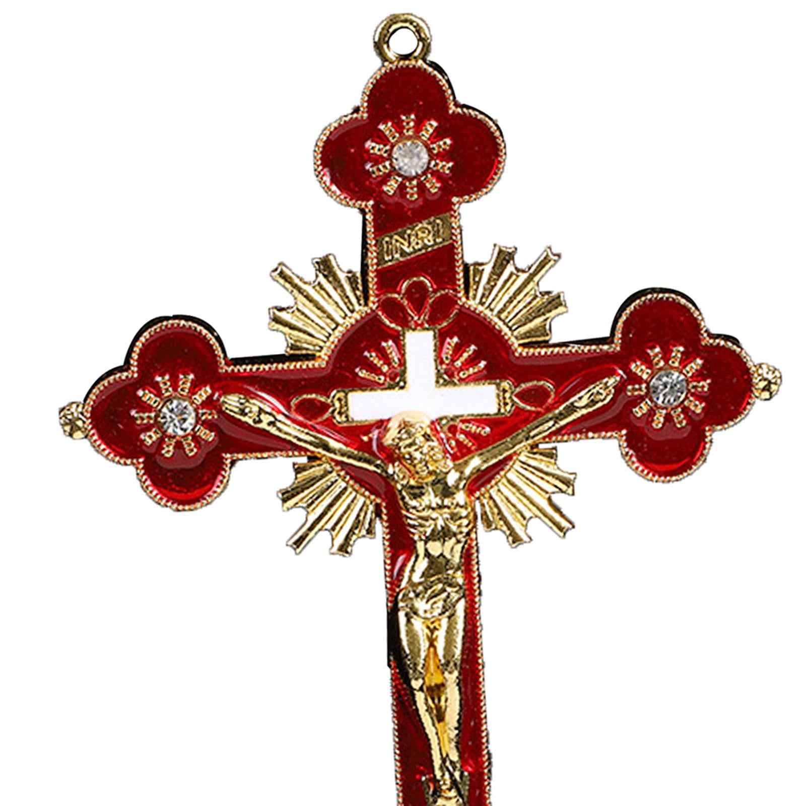 Cross Crucifix Figurines Holy Catholic Crosses Christian Religious Red