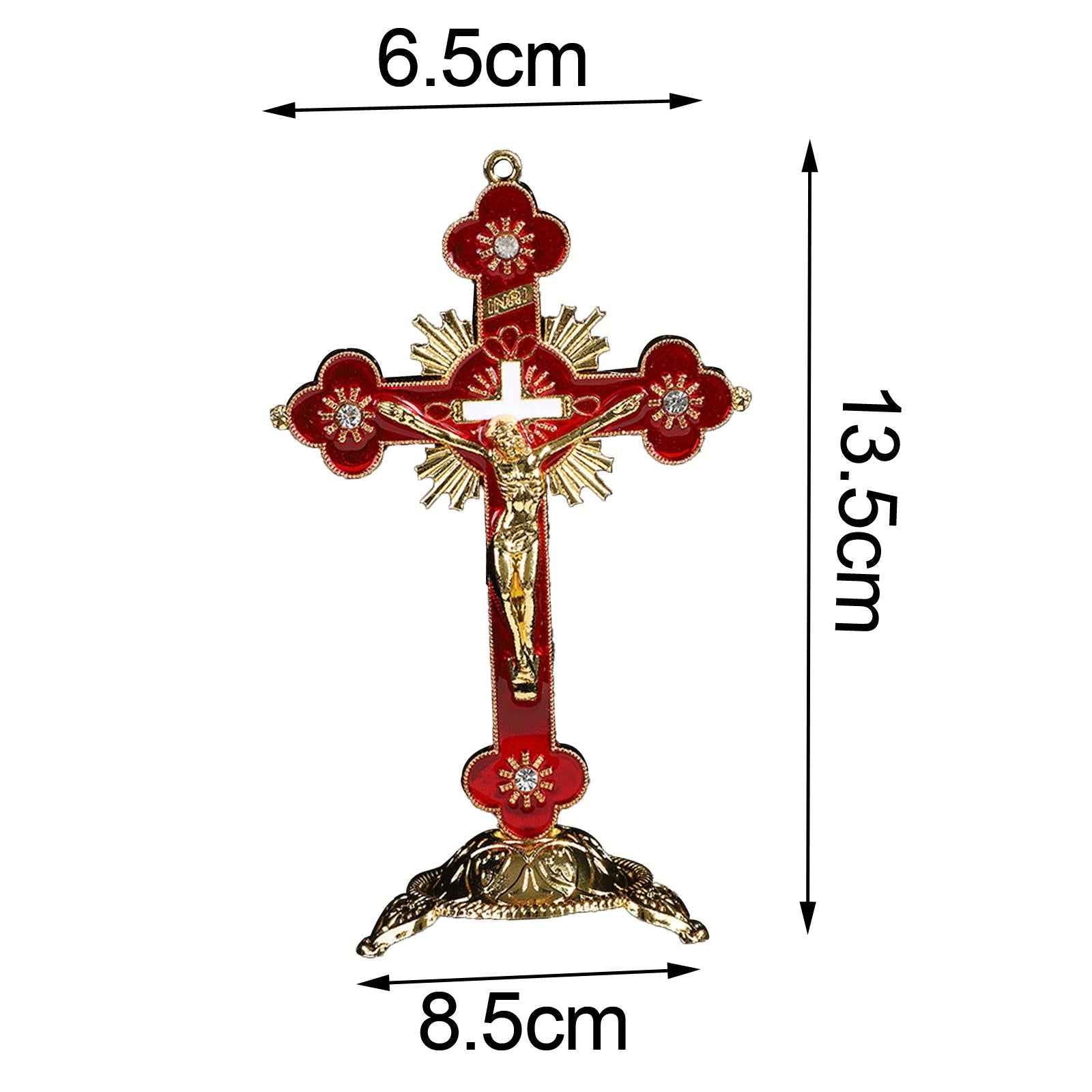 Cross Crucifix Figurines Holy Catholic Crosses Christian Religious Red