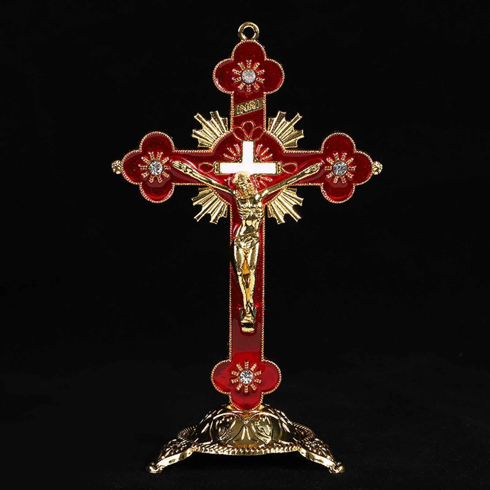 Cross Crucifix Figurines Holy Catholic Crosses Christian Religious Red
