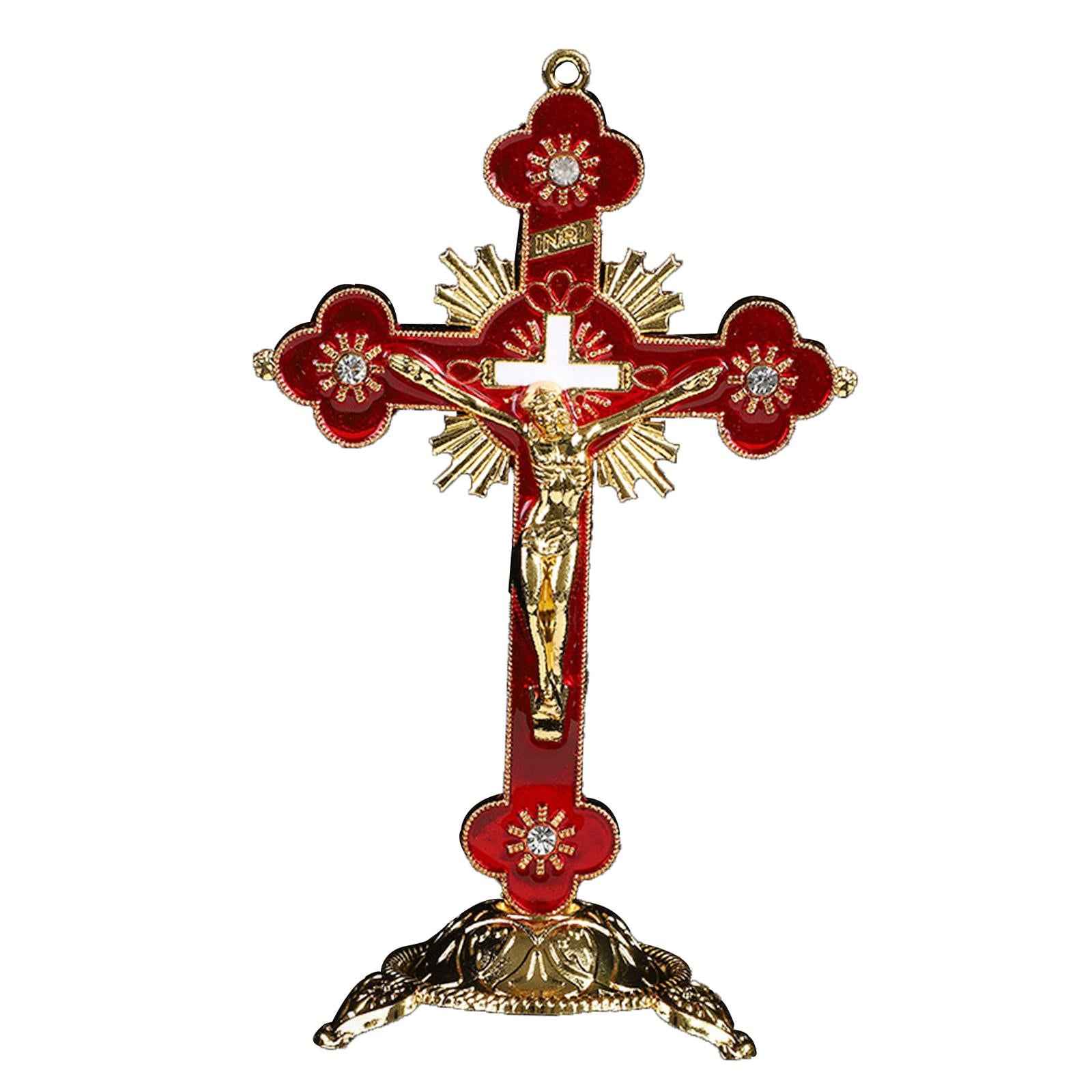 Cross Crucifix Figurines Holy Catholic Crosses Christian Religious Red