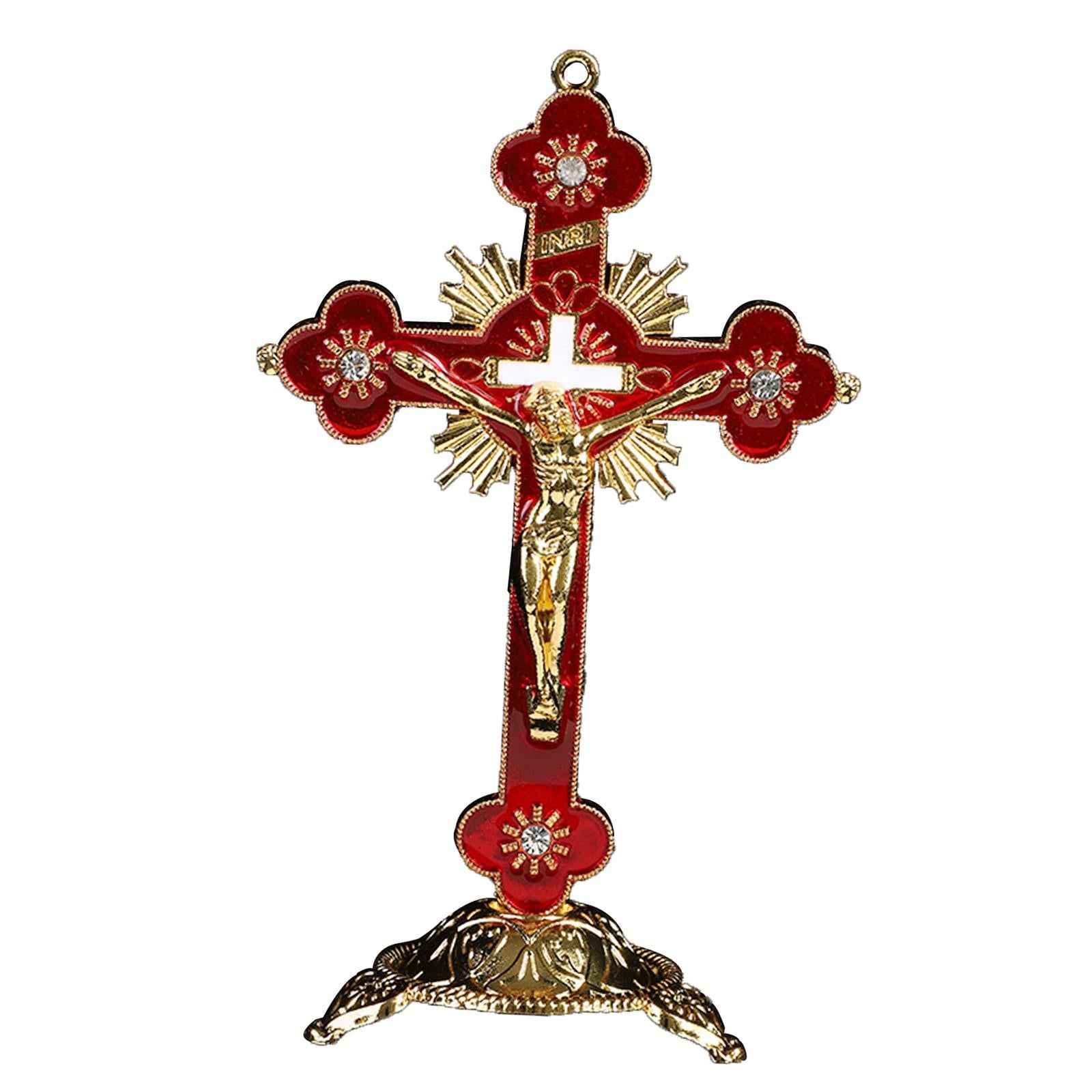 Cross Crucifix Figurines Holy Catholic Crosses Christian Religious Red